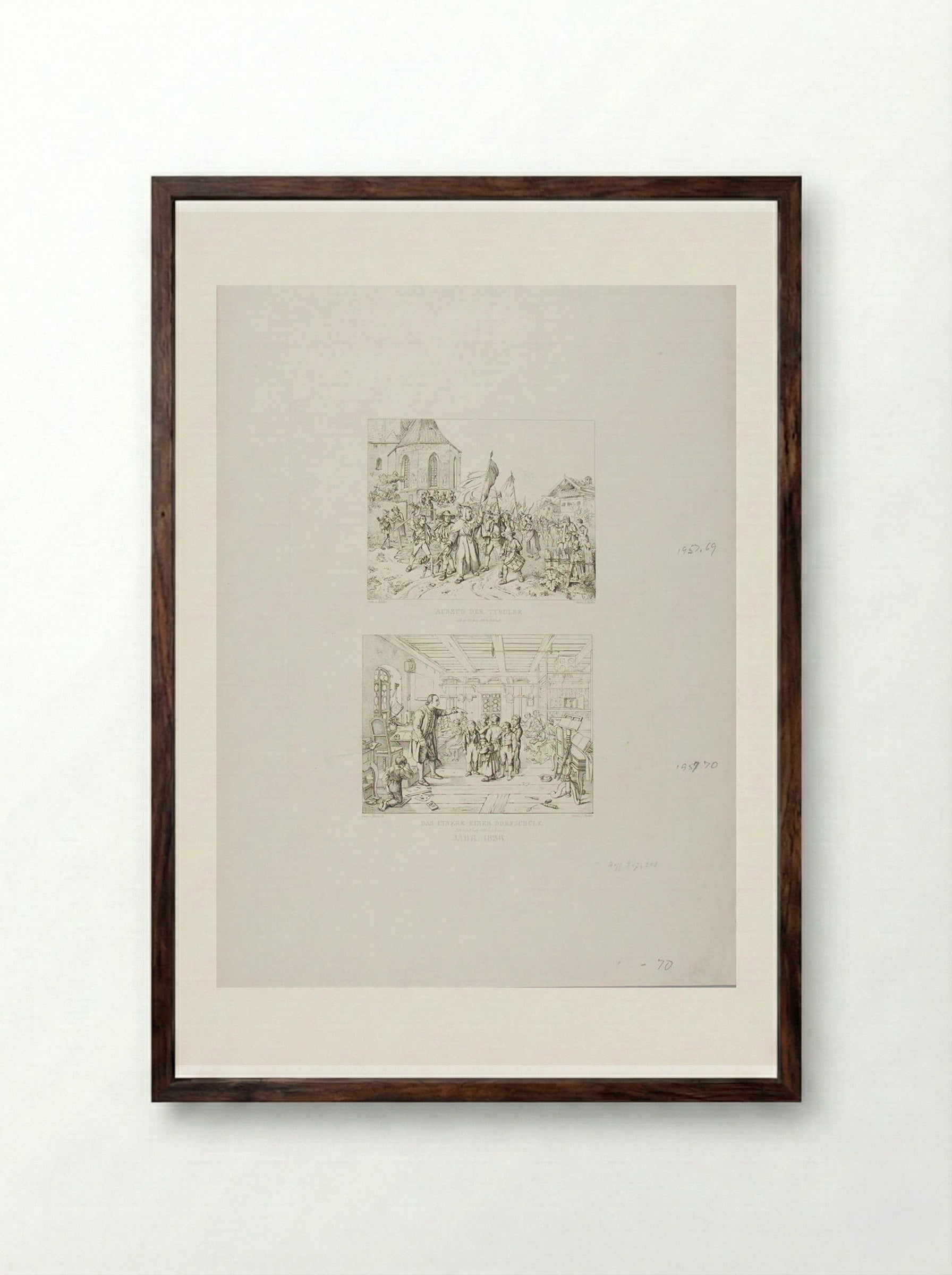 Interior of Village School - Adrian Ludwig Richter - Framed Print Dark Wood