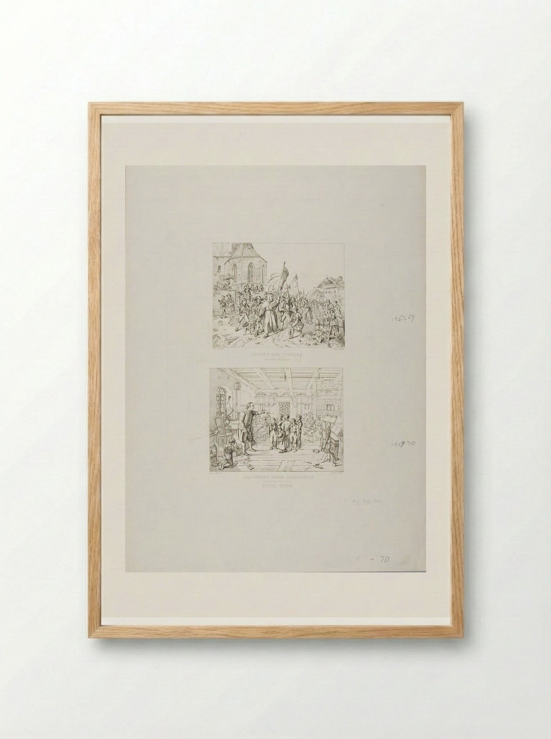 Interior of Village School - Adrian Ludwig Richter - Framed Print Wood