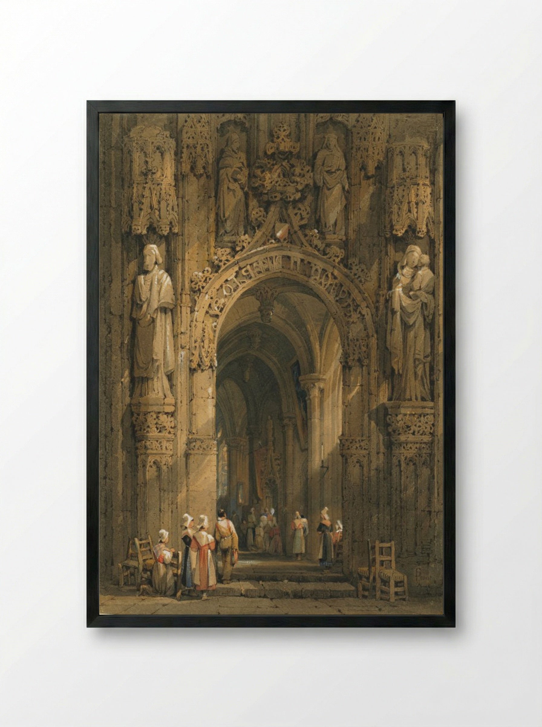 Interior of a Cathedral - Samuel Prout - Framed Print Black