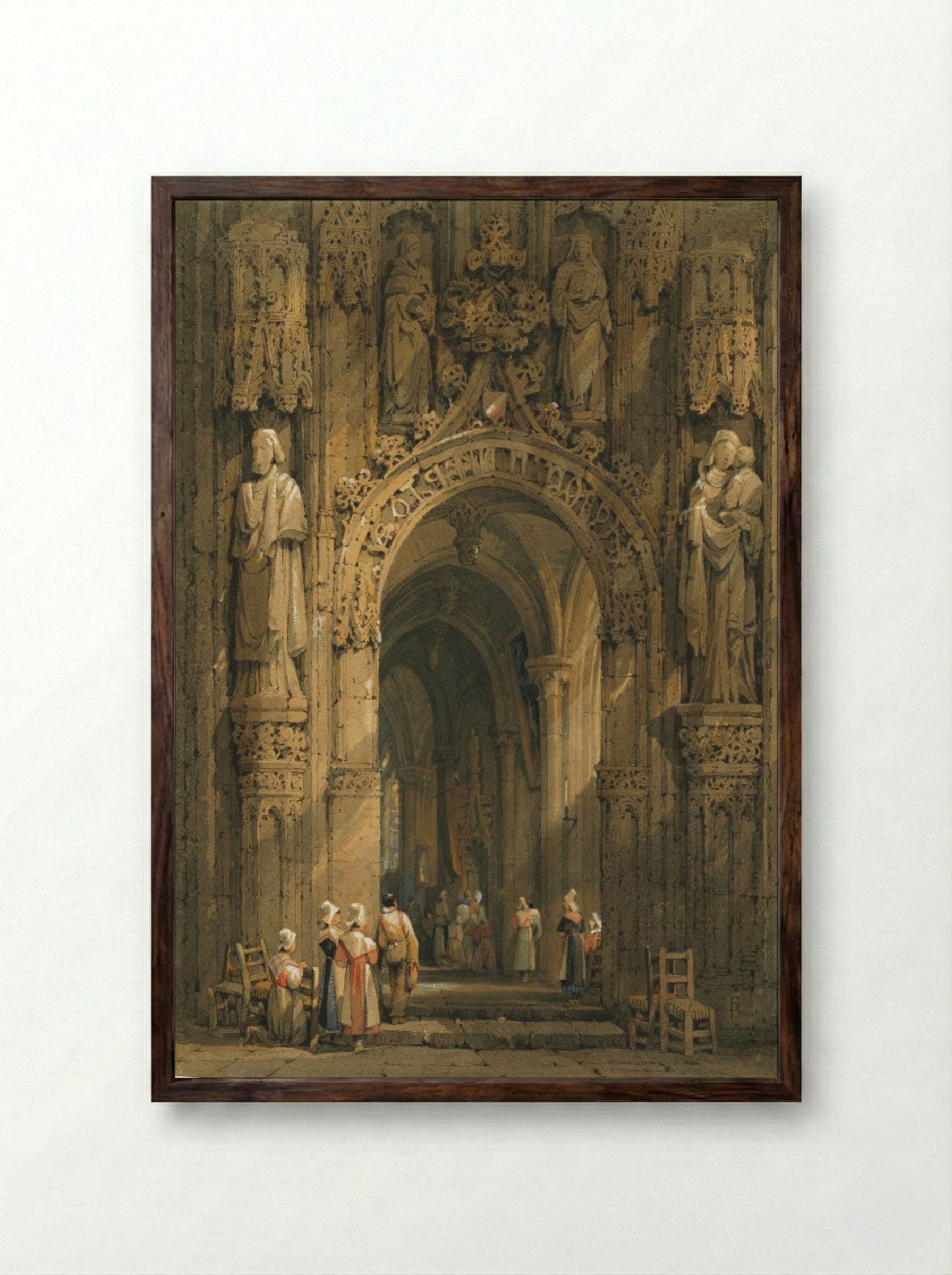 Interior of a Cathedral - Samuel Prout - Framed Print Dark Wood