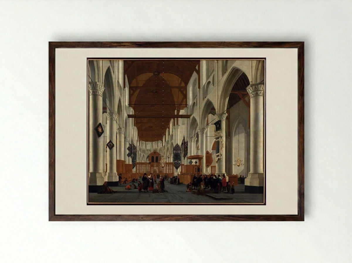 Interior of a Church - Daniël de Blieck - Framed Print Dark Wood