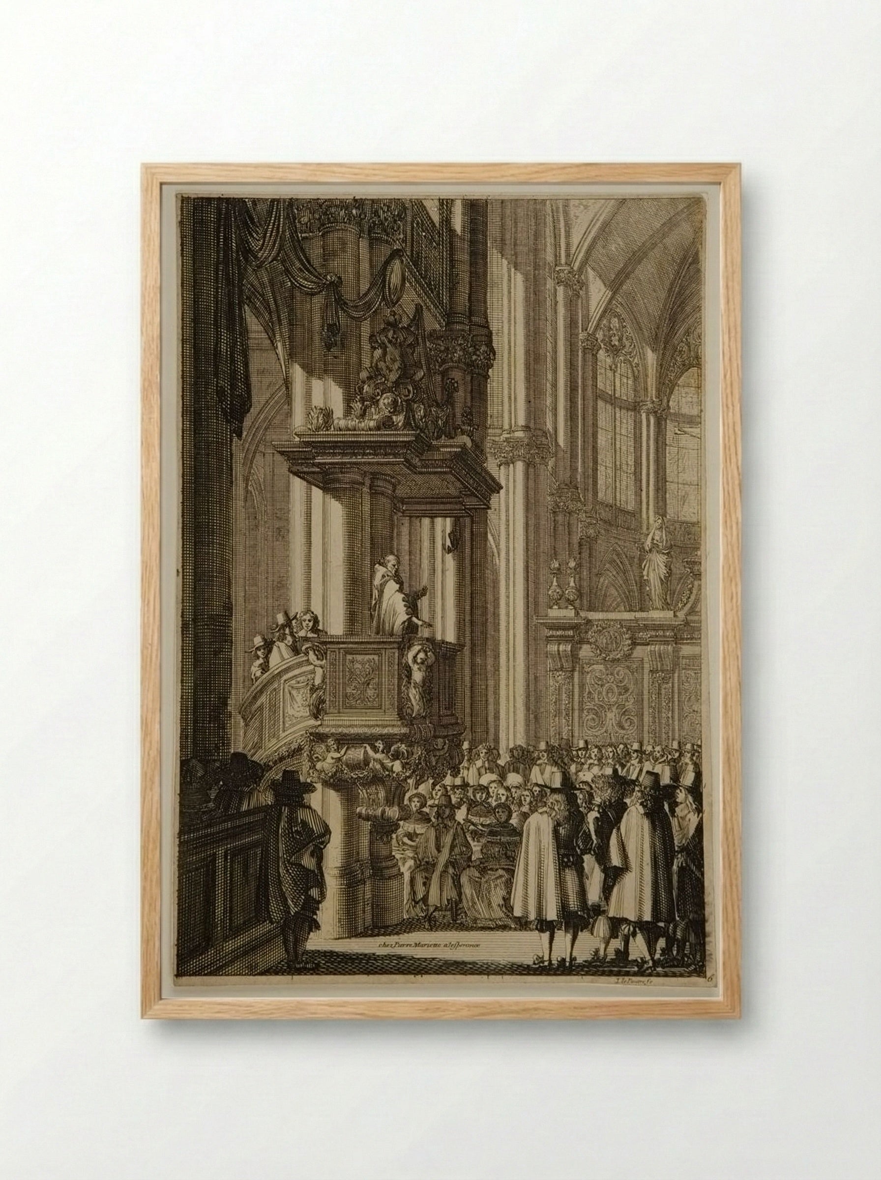 Interior of a Church - Jean Le Pautre - Framed Print Wood