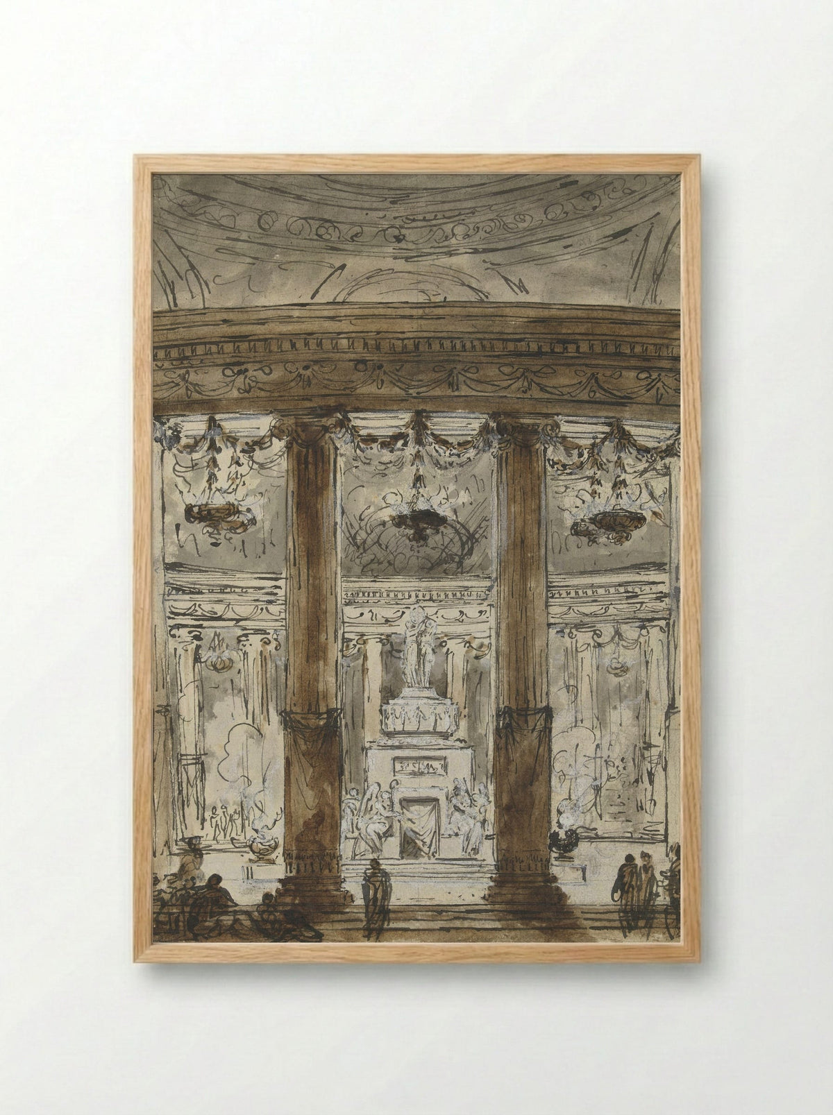 Interior of a Mausoleum - Charles Michel-Ange Challe - Framed Print Wood