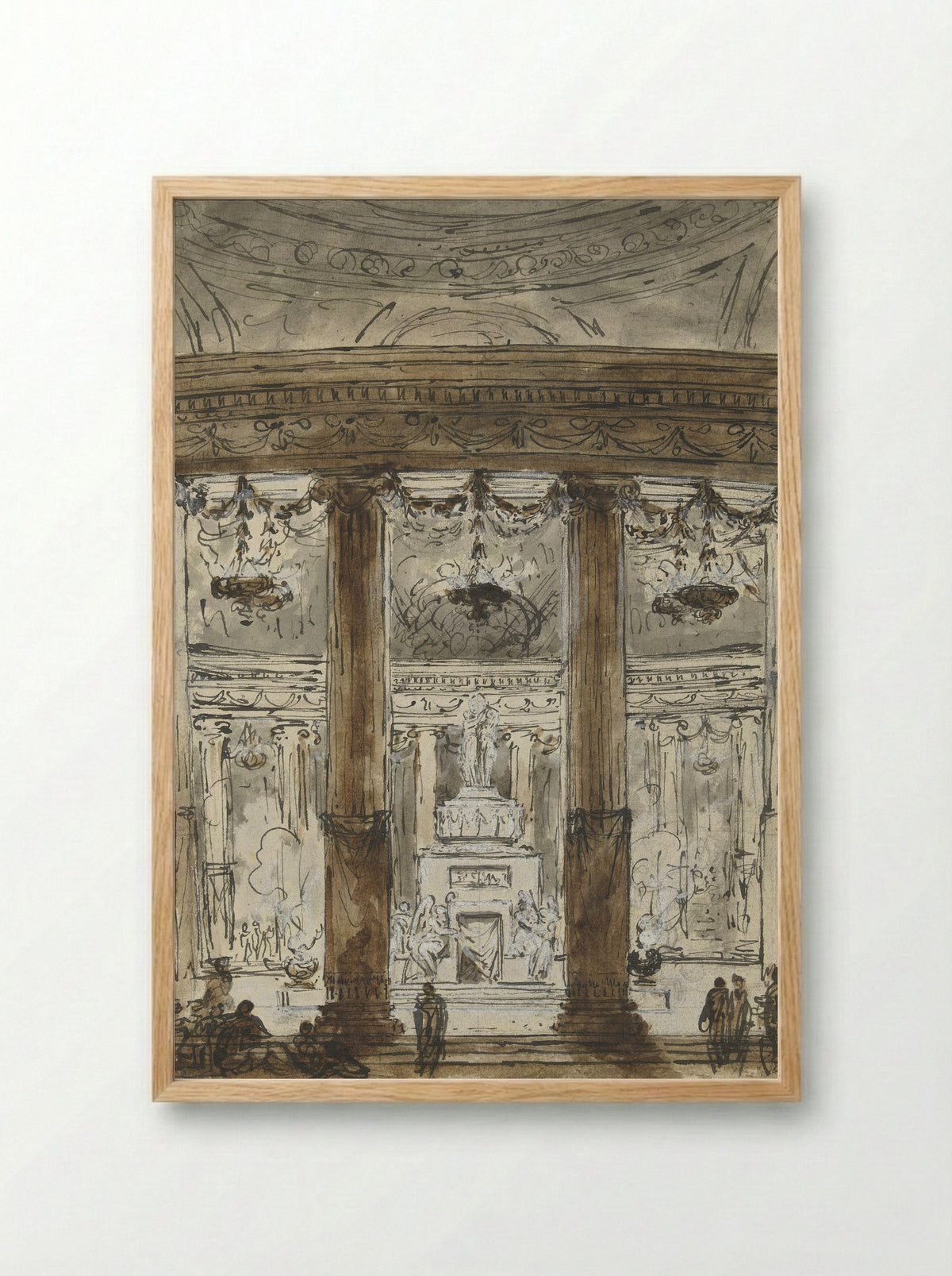 Interior of a Mausoleum - Charles Michel-Ange Challe - Framed Print Wood
