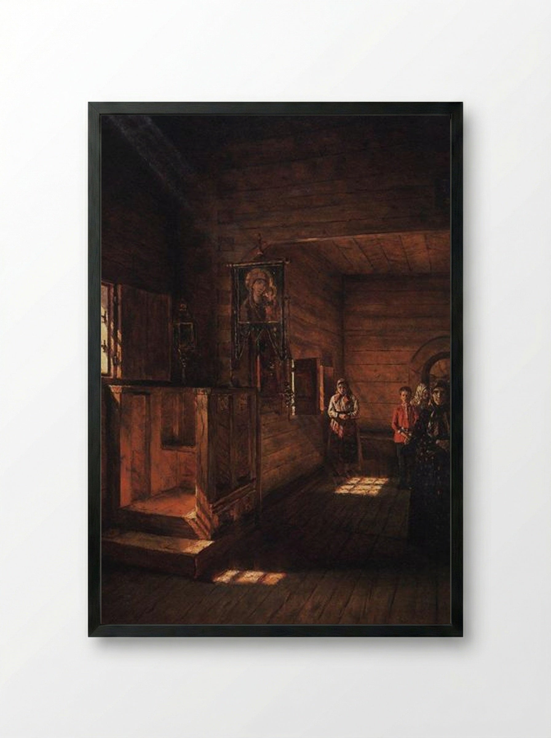 Interior of the Church of St. John the Evangelist on the Ishna near Rostov Yaroslavsky - Vasily Vereshchagin - Framed Print Black