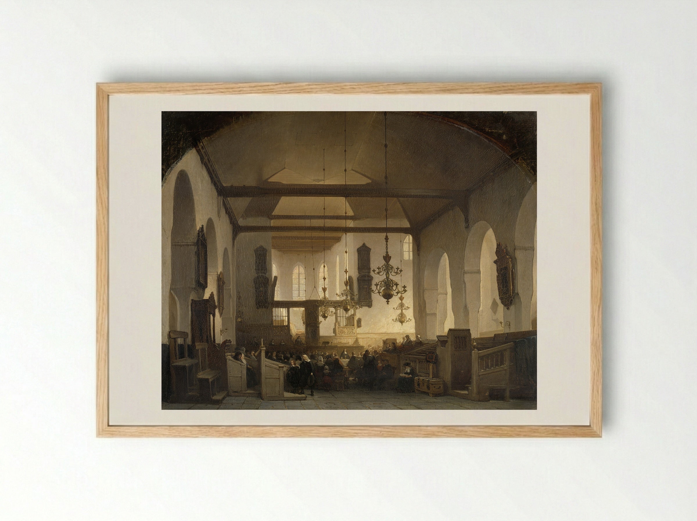 Interior of the Geertekerk in Utrecht - Johannes Bosboom - Framed Print Wood