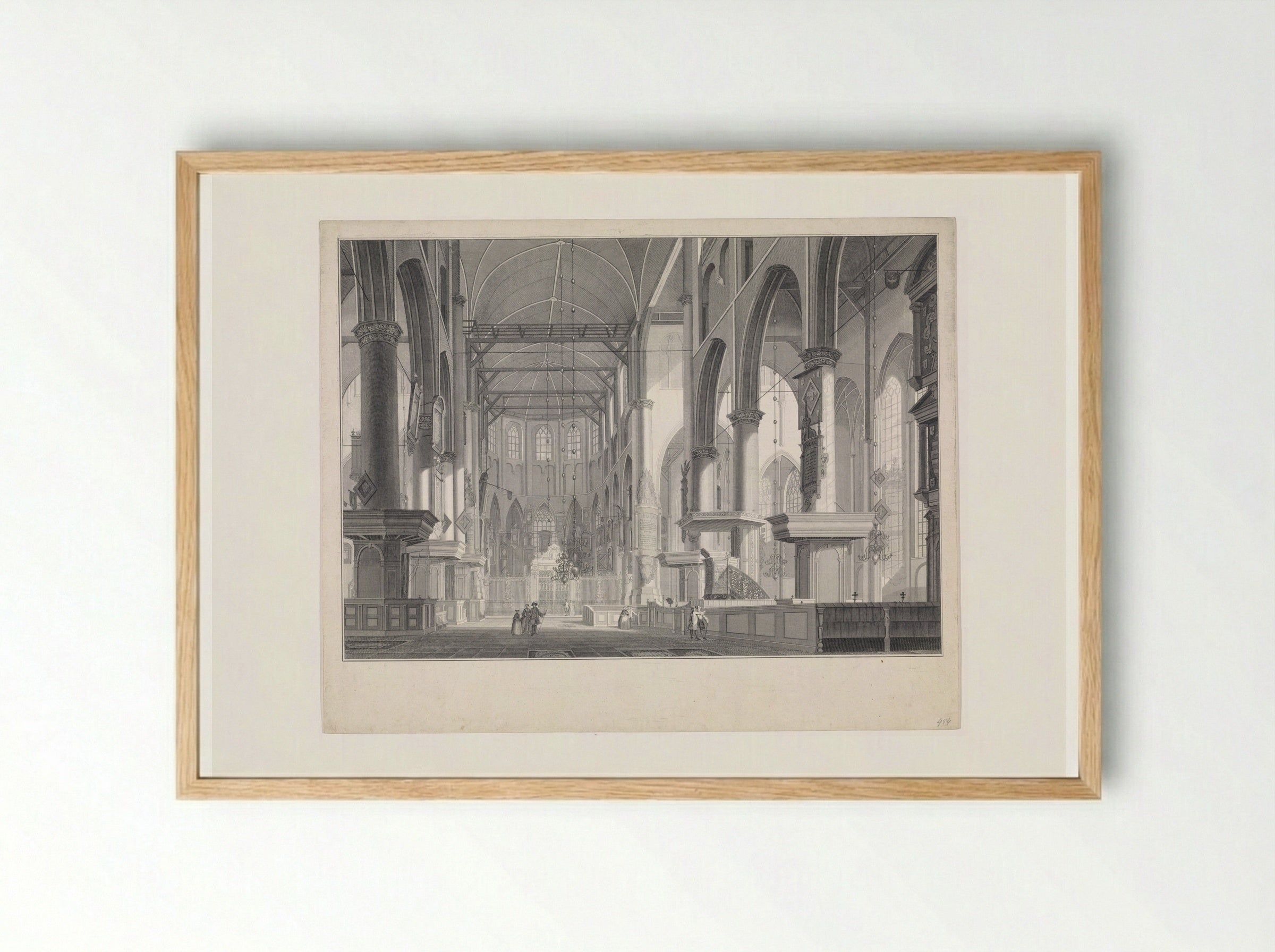 Interior of the Grote of Sint-Laurenskerk, Rotterdam - Jan Punt - Framed Print Wood