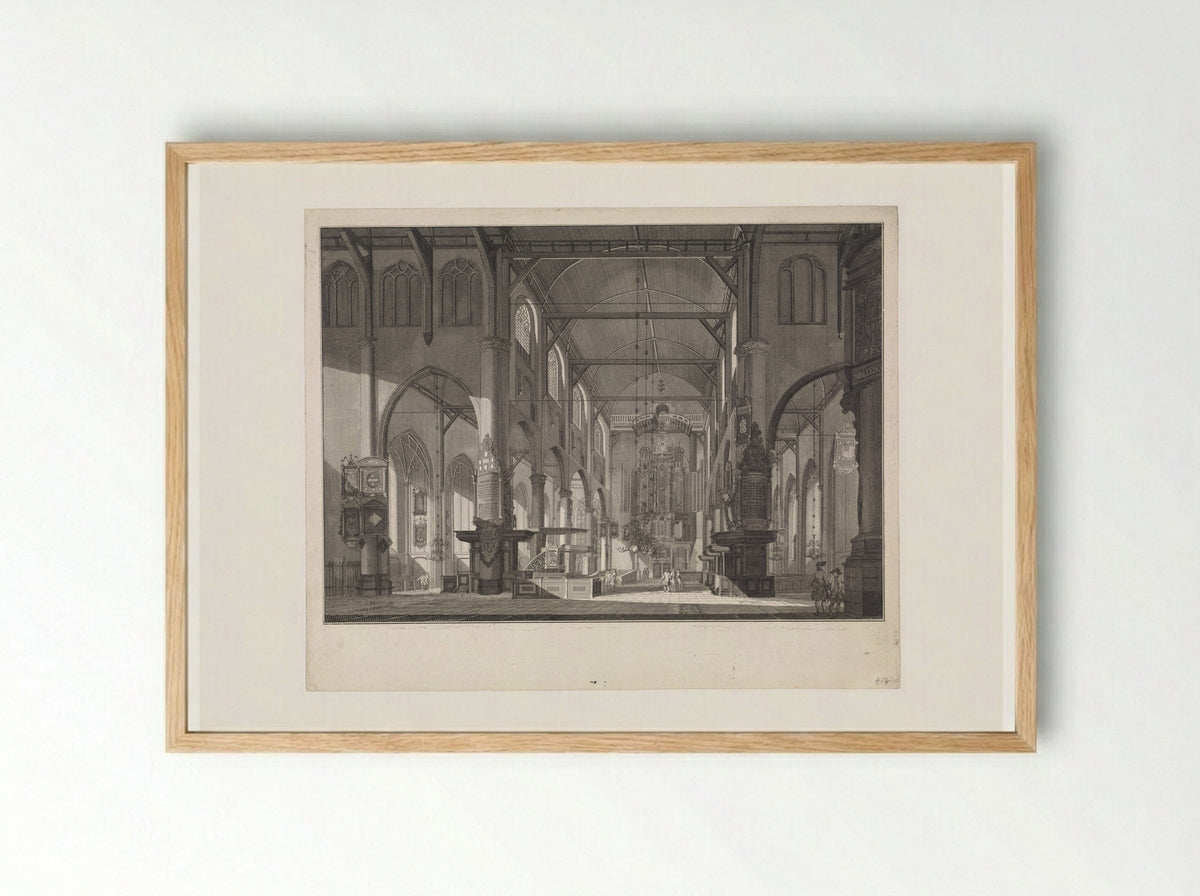 Interior of the Grote of Sint-Laurenskerk - Jan Punt - Framed Print Wood
