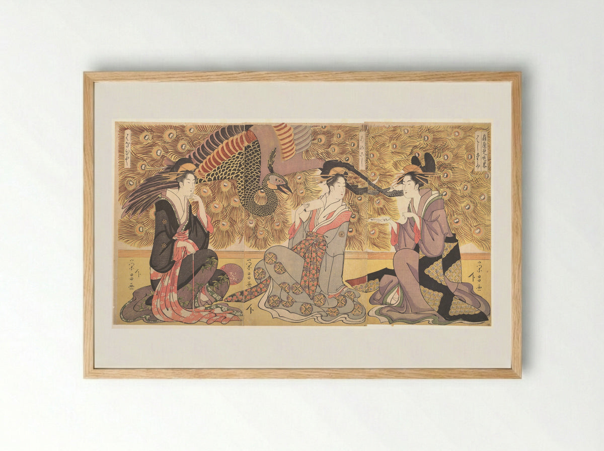 Interior of the House called Ōgiya - Chōkōsai Eishō - Framed Print Wood