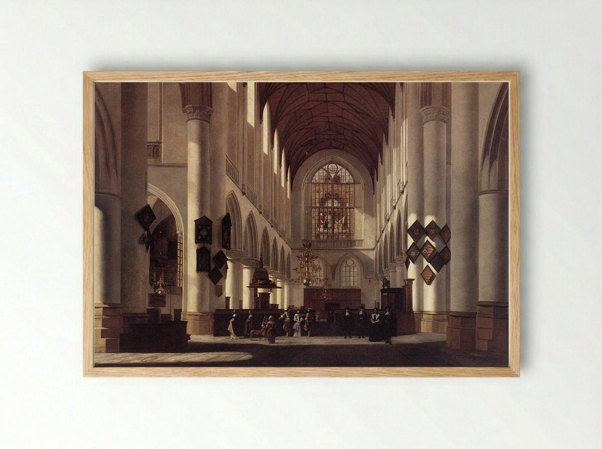 Interior of the Sint-Bavokerk, Haarlem - Job Adriaensz Berckheyde - Framed Print Wood