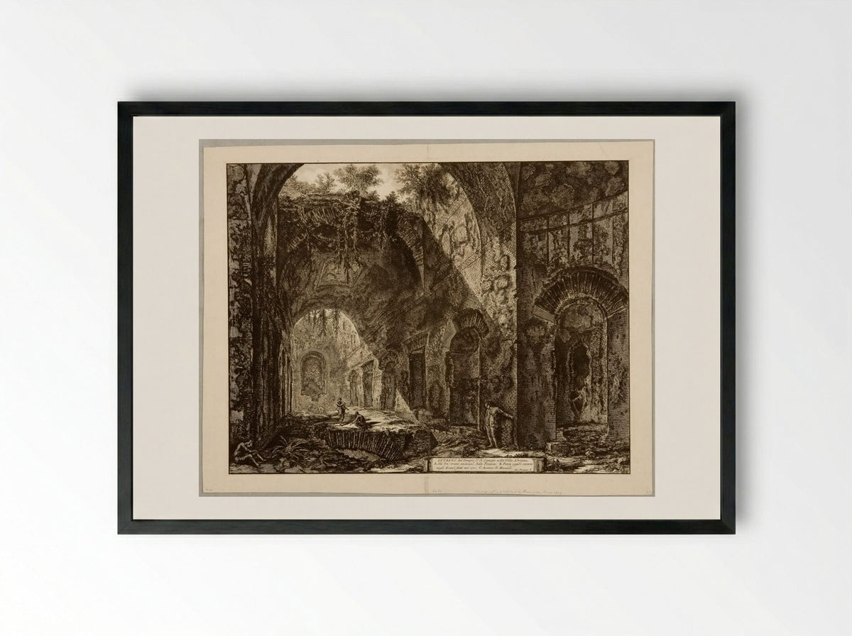 Interior of the Temple of the Canopus, Villa Adriana, Tivoli - Giovanni Battista Piranesi - Framed Print Black