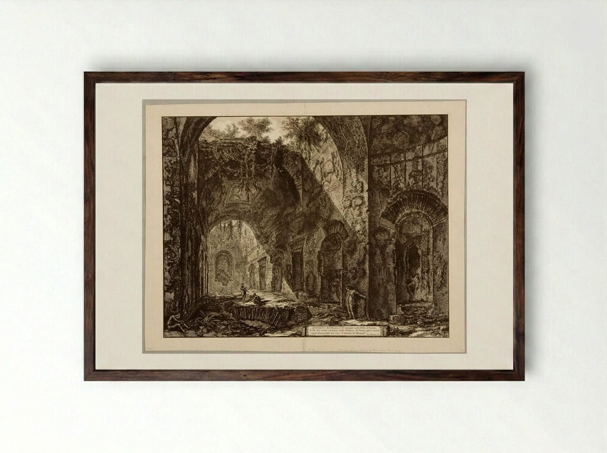 Interior of the Temple of the Canopus, Villa Adriana, Tivoli - Giovanni Battista Piranesi - Framed Print Dark Wood