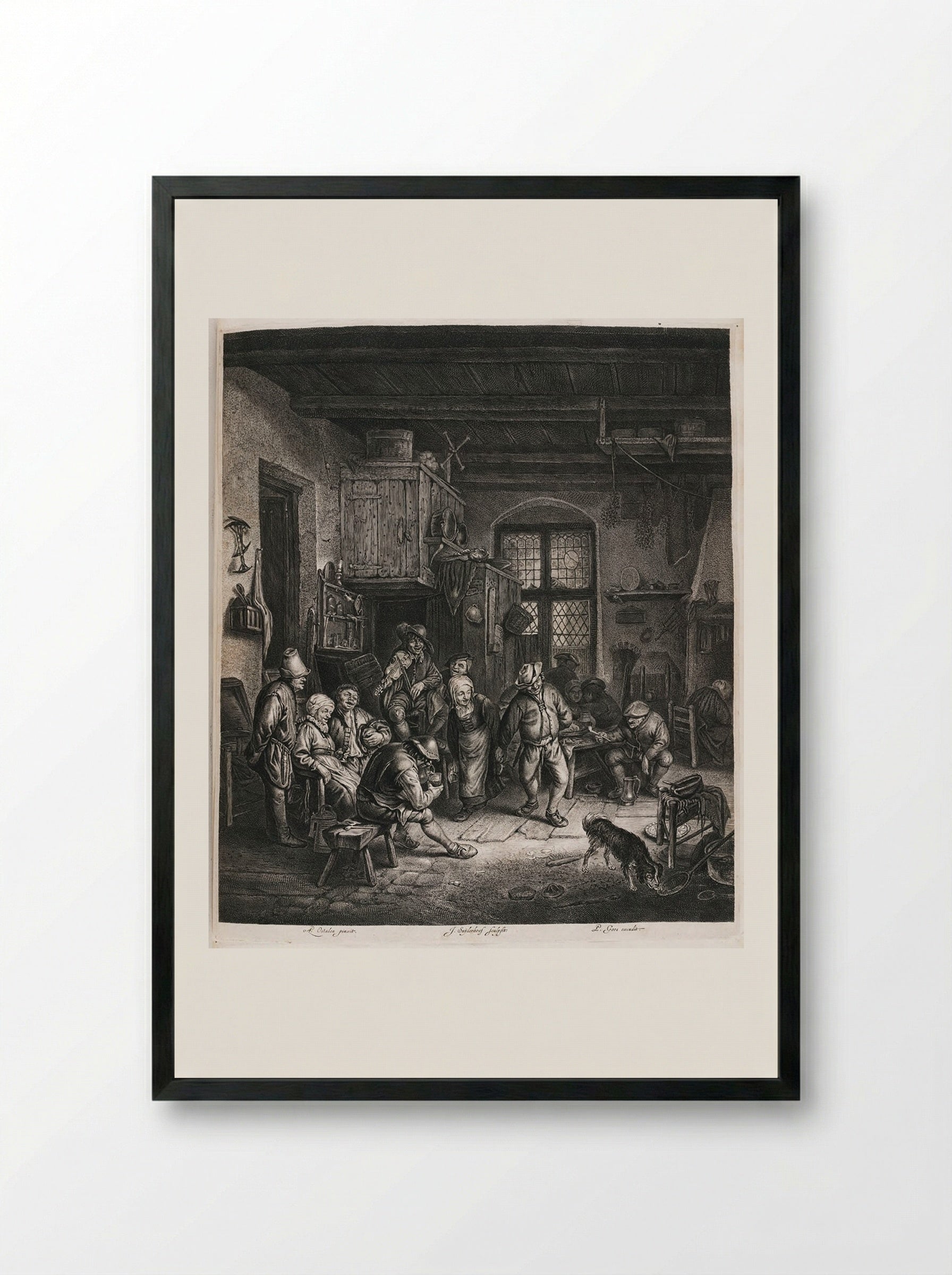 Interior with Dancing Couple - Jonas Suyderhoef - Framed Print Black