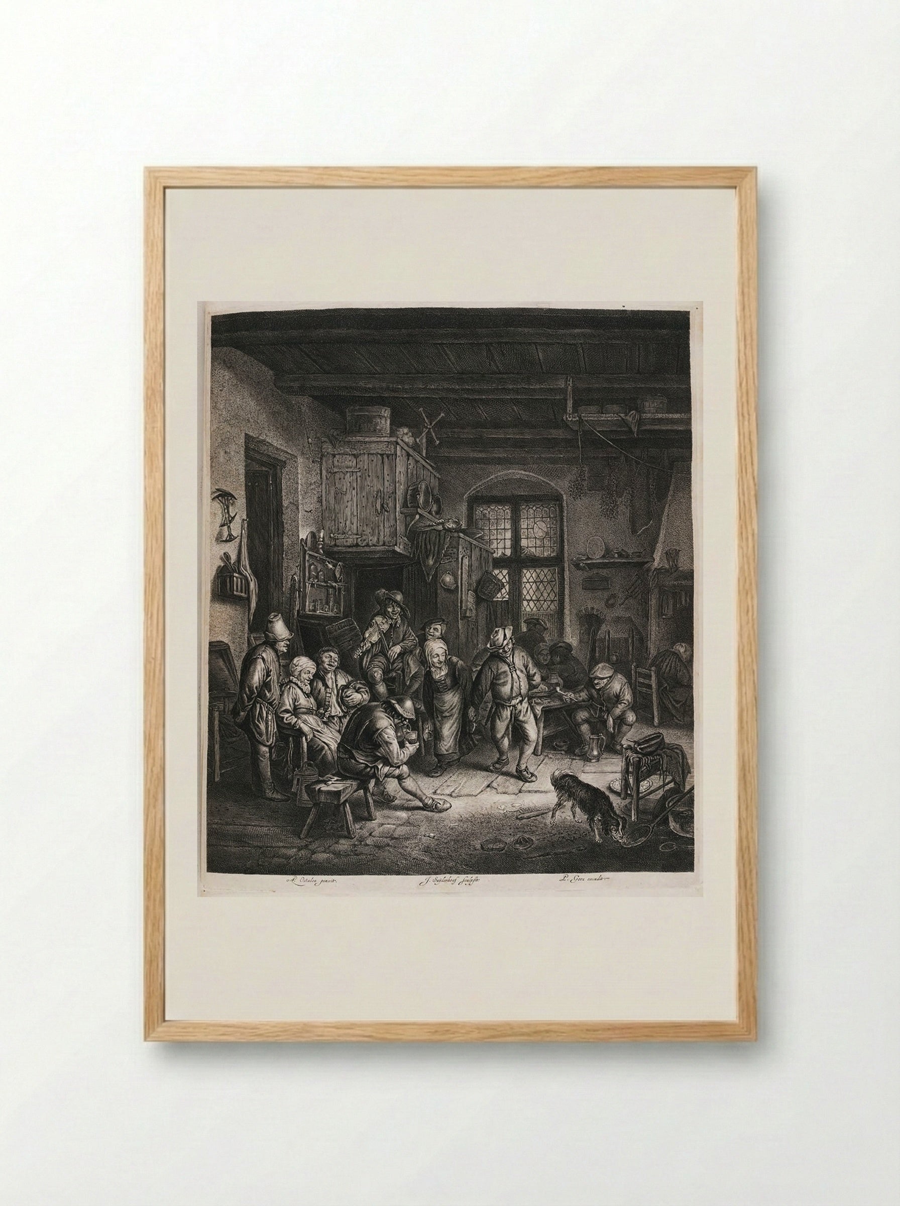 Interior with Dancing Couple - Jonas Suyderhoef - Framed Print Wood