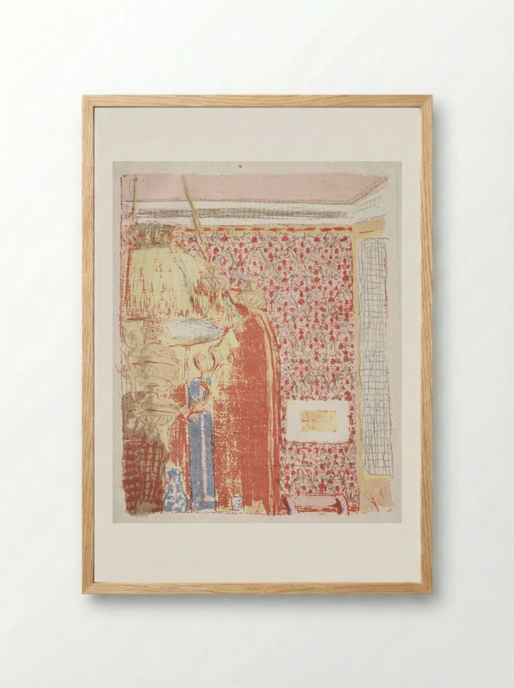 Interior with Pink Wallpaper II - Édouard Vuillard - Framed Print Wood