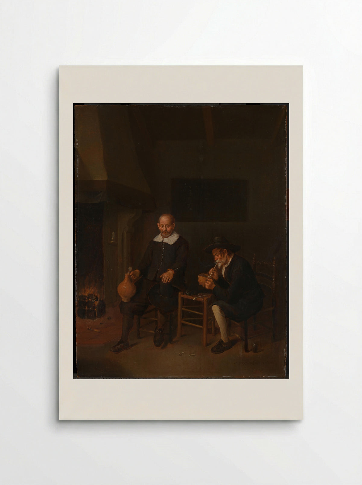 Interior with Two Men by the Fire - Quiringh Gerritsz. van Brekelenkam - Poster