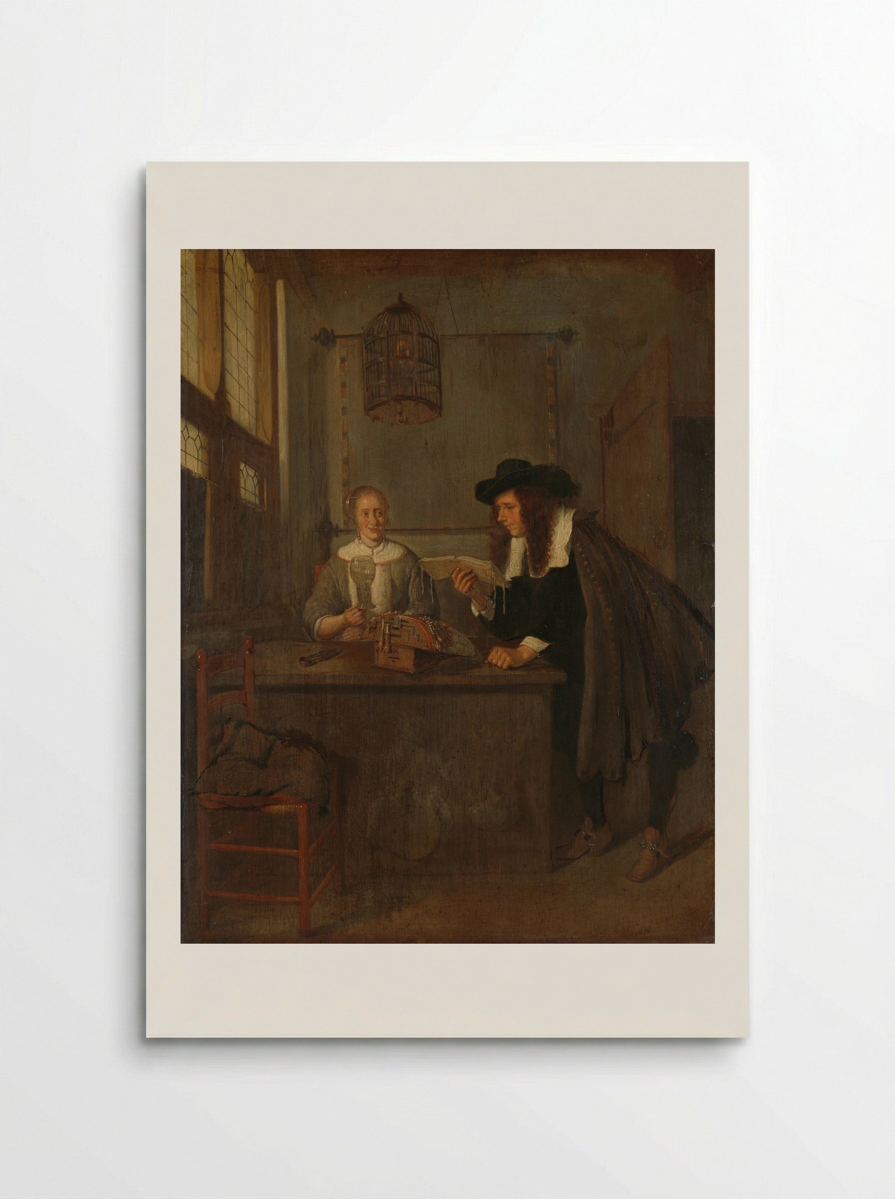 Interior with a Lace Maker and a Visitor - Quiringh Gerritsz. van Brekelenkam - Poster