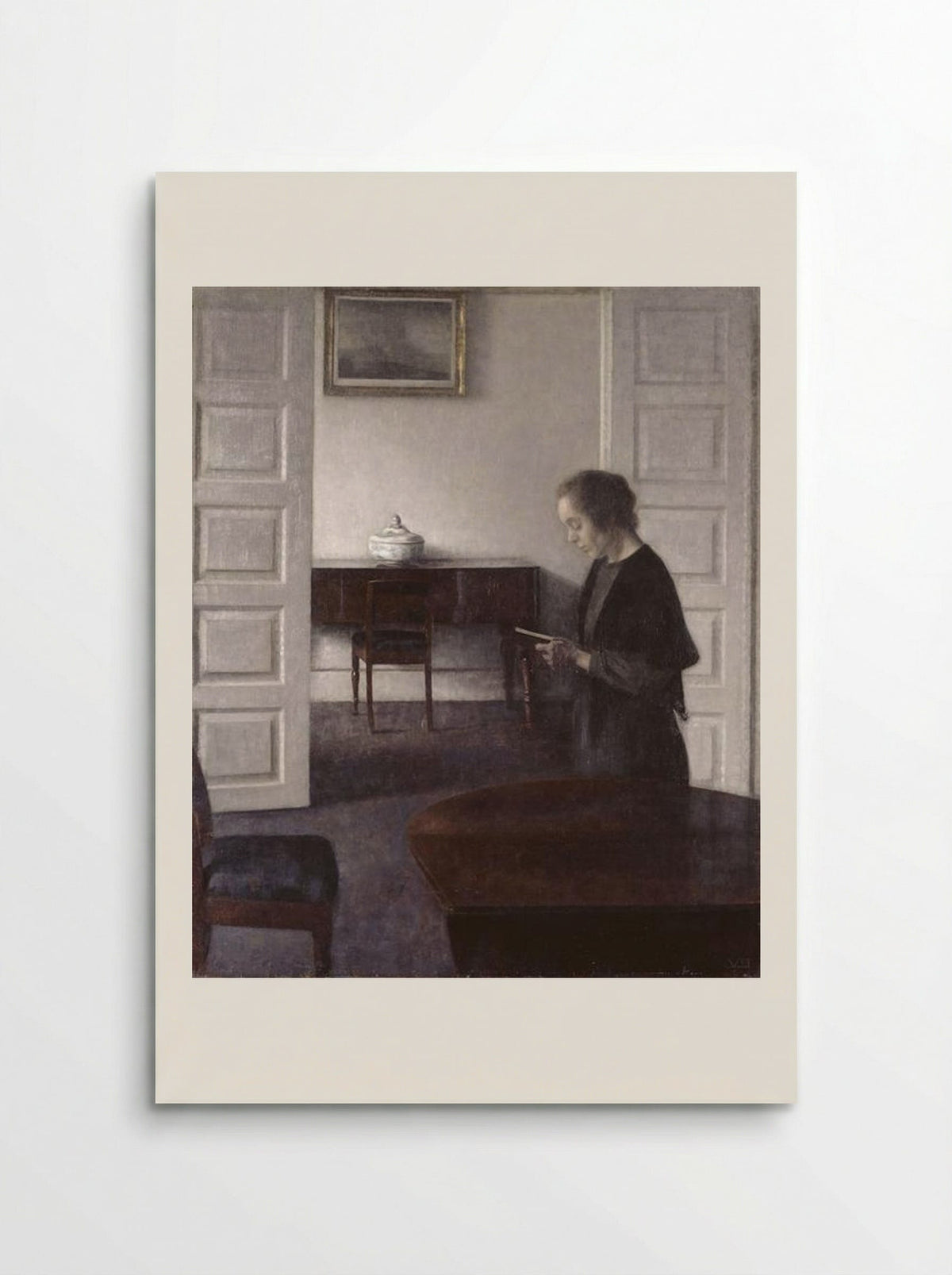 Interior with a Reading Lady - Vilhelm Hammershøi - Poster