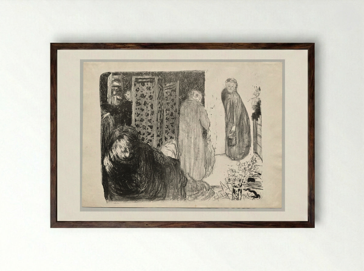 Interior with a Screen - Édouard Vuillard - Framed Print Dark Wood