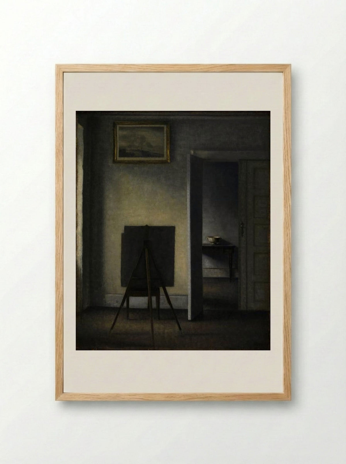 Interior with the Artist's Easel - Vilhelm Hammershøi - Framed Print Wood