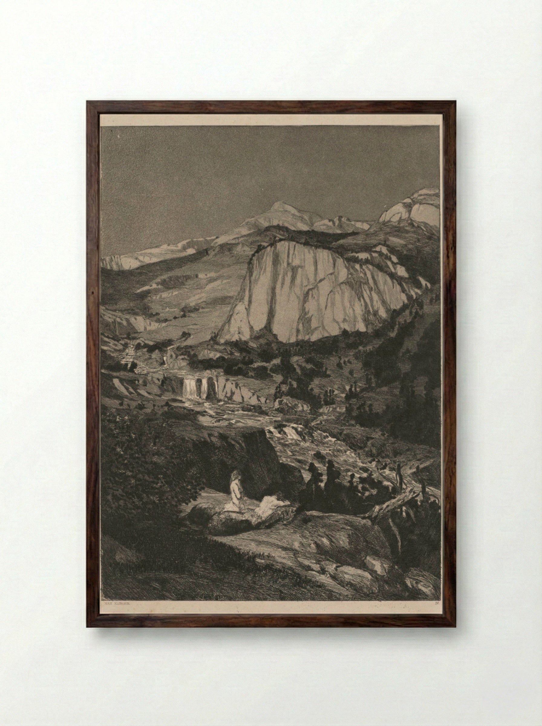 Intermezzo: Moonlit Night (Opus IV, 5) - Max Klinger - Framed Print Dark Wood