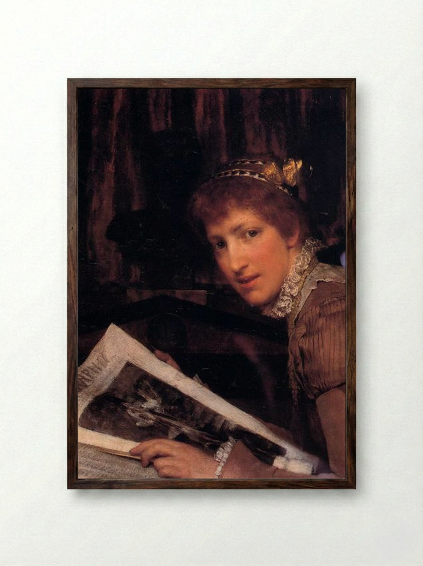 Interrupted - Sir Lawrence Alma-Tadema - Framed Print Dark Wood