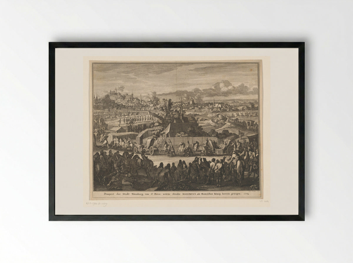 Intocht van Jozef I te Neurenberg - Caspar Luyken - Framed Print Black