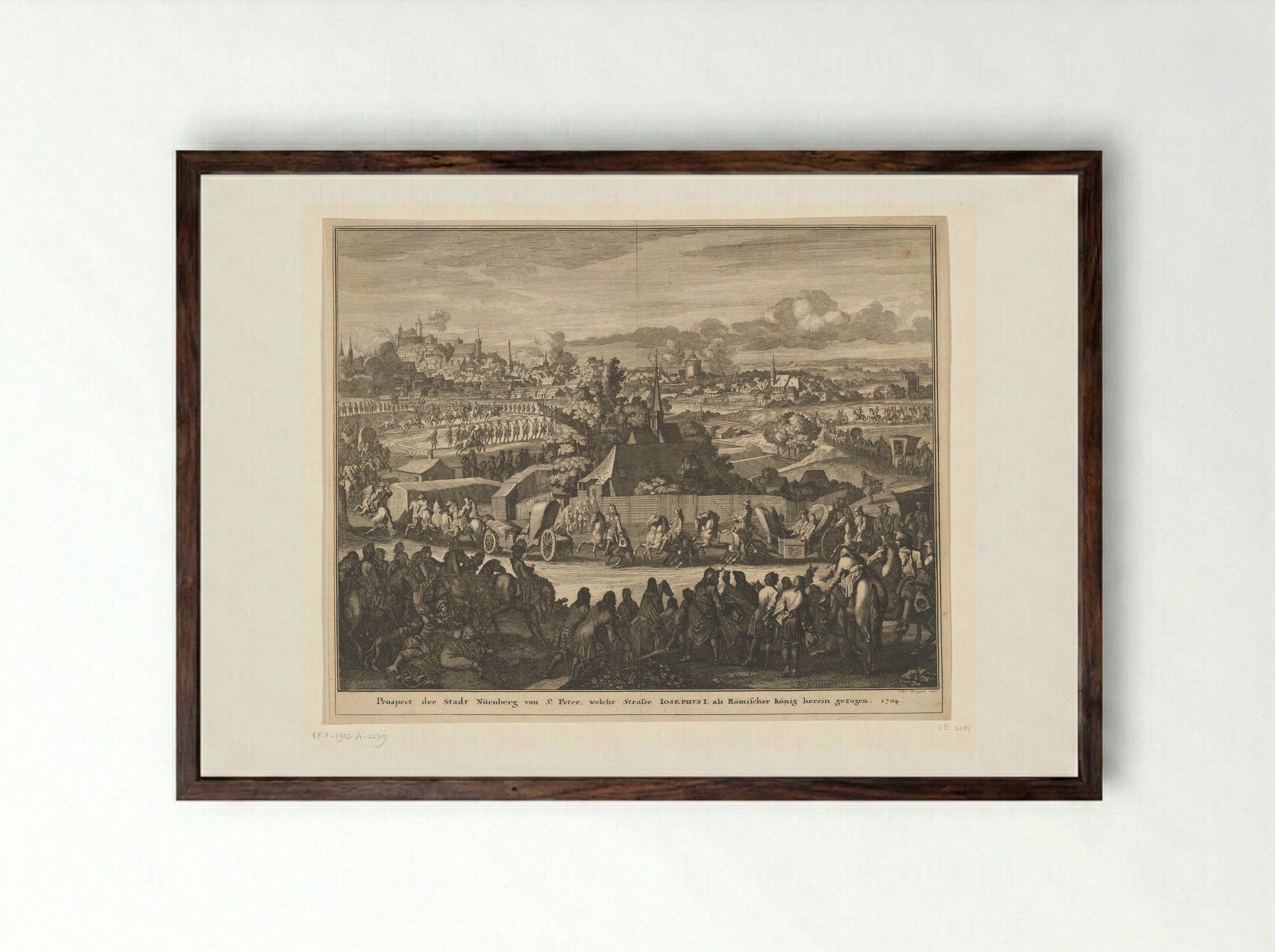 Intocht van Jozef I te Neurenberg - Caspar Luyken - Framed Print Dark Wood
