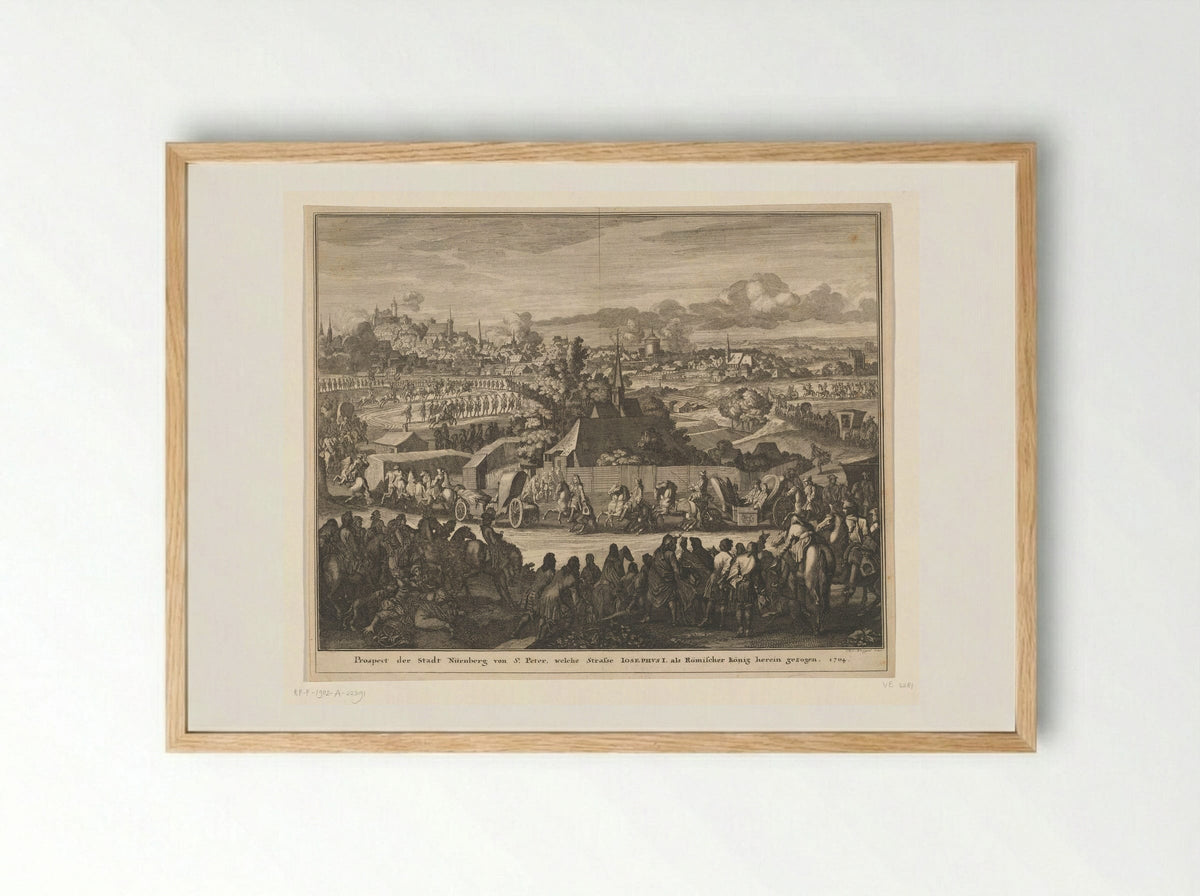 Intocht van Jozef I te Neurenberg - Caspar Luyken - Framed Print Wood