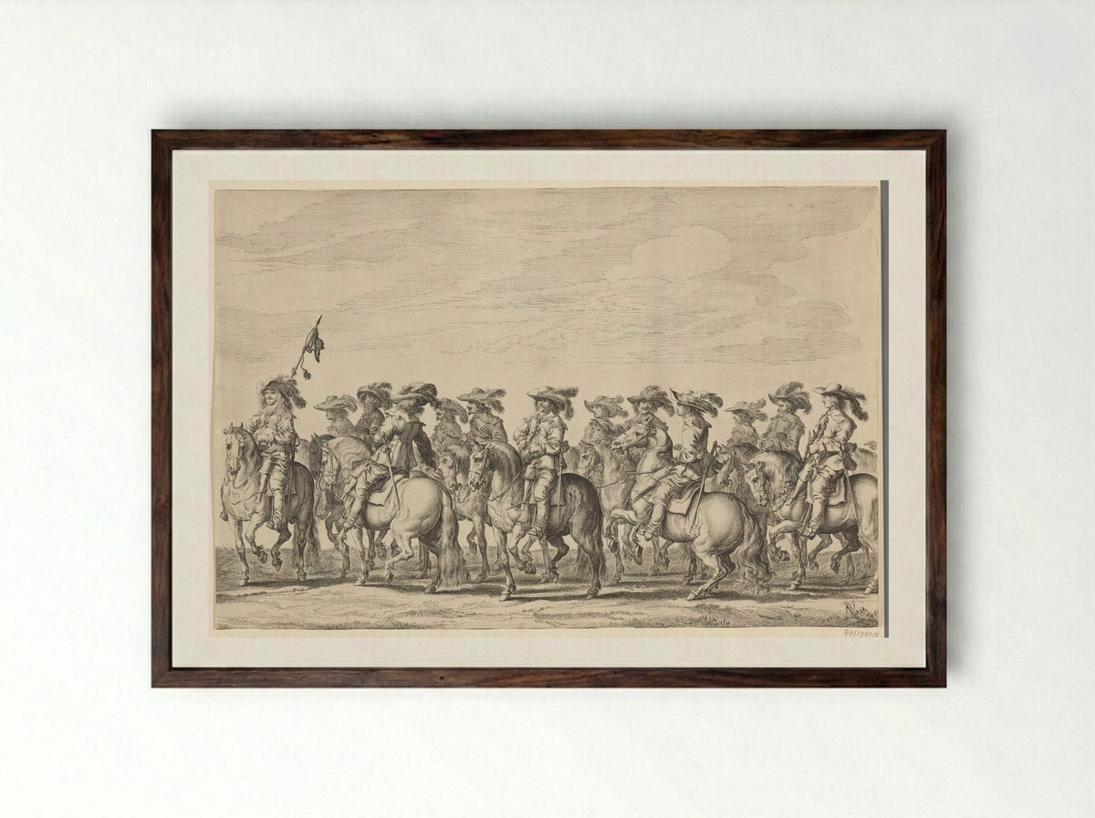 Intocht van Maria de Médicis te Amsterdam (plaat 4) - Pieter Nolpe - Framed Print Dark Wood