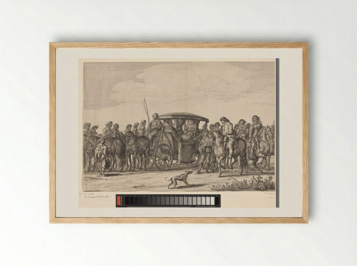 Intocht van Maria de Médicis te Amsterdam (plaat 6) - Pieter Nolpe - Framed Print Wood
