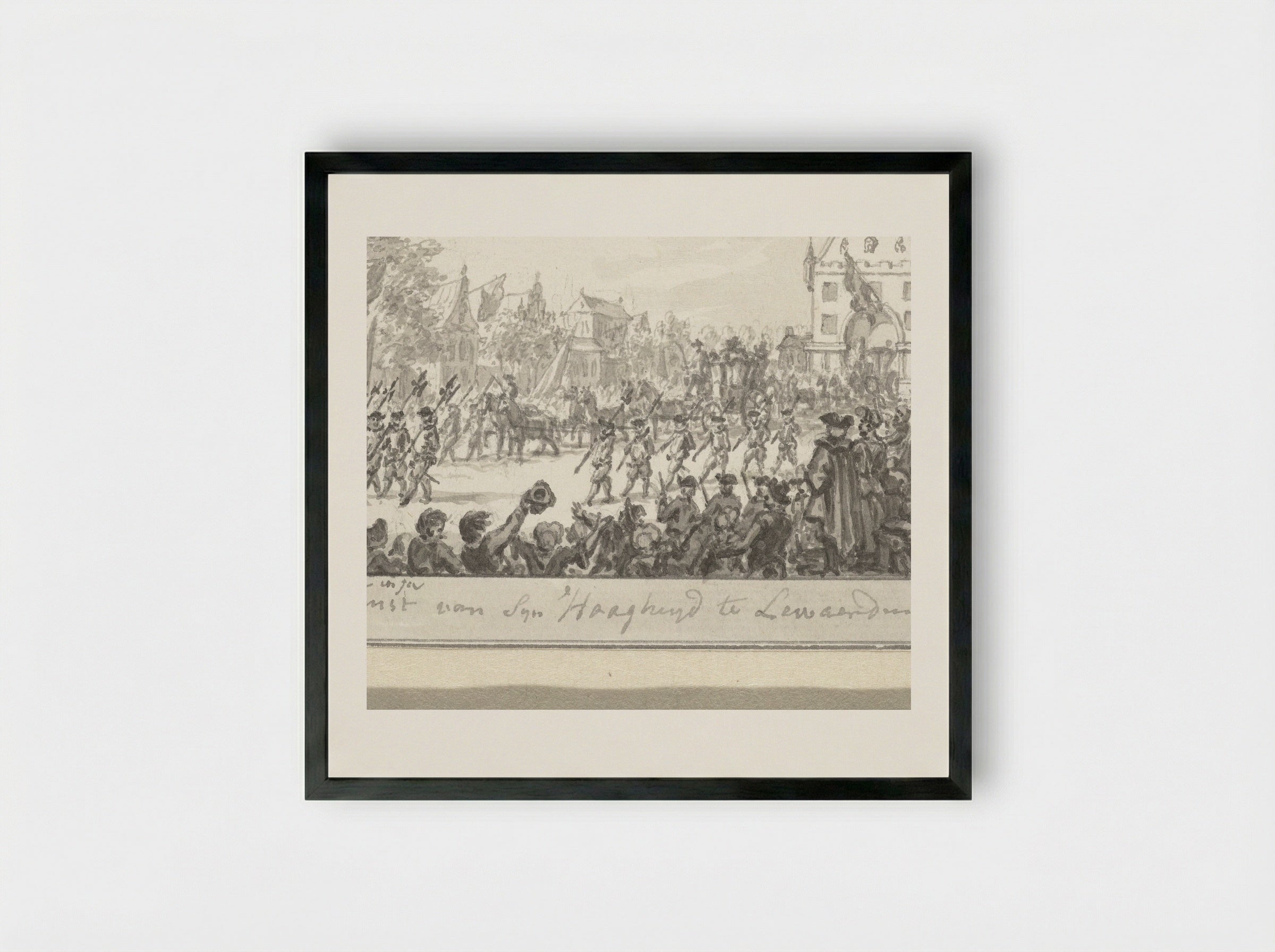 Intrede van de prins en prinses van Oranje te Leeuwarden - Simon Fokke - Framed Print Black
