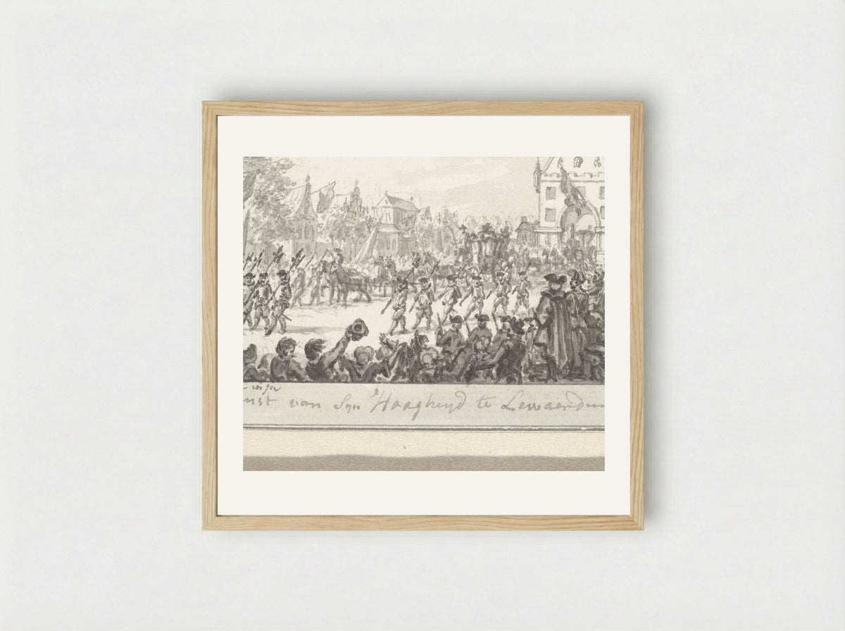 Intrede van de prins en prinses van Oranje te Leeuwarden - Simon Fokke - Framed Print Wood