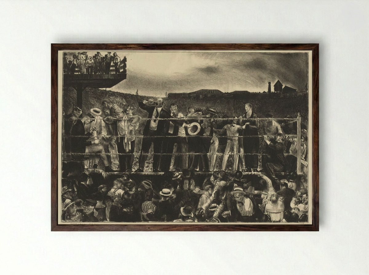 Introducing Georges Carpentier - George Bellows - Framed Print Dark Wood