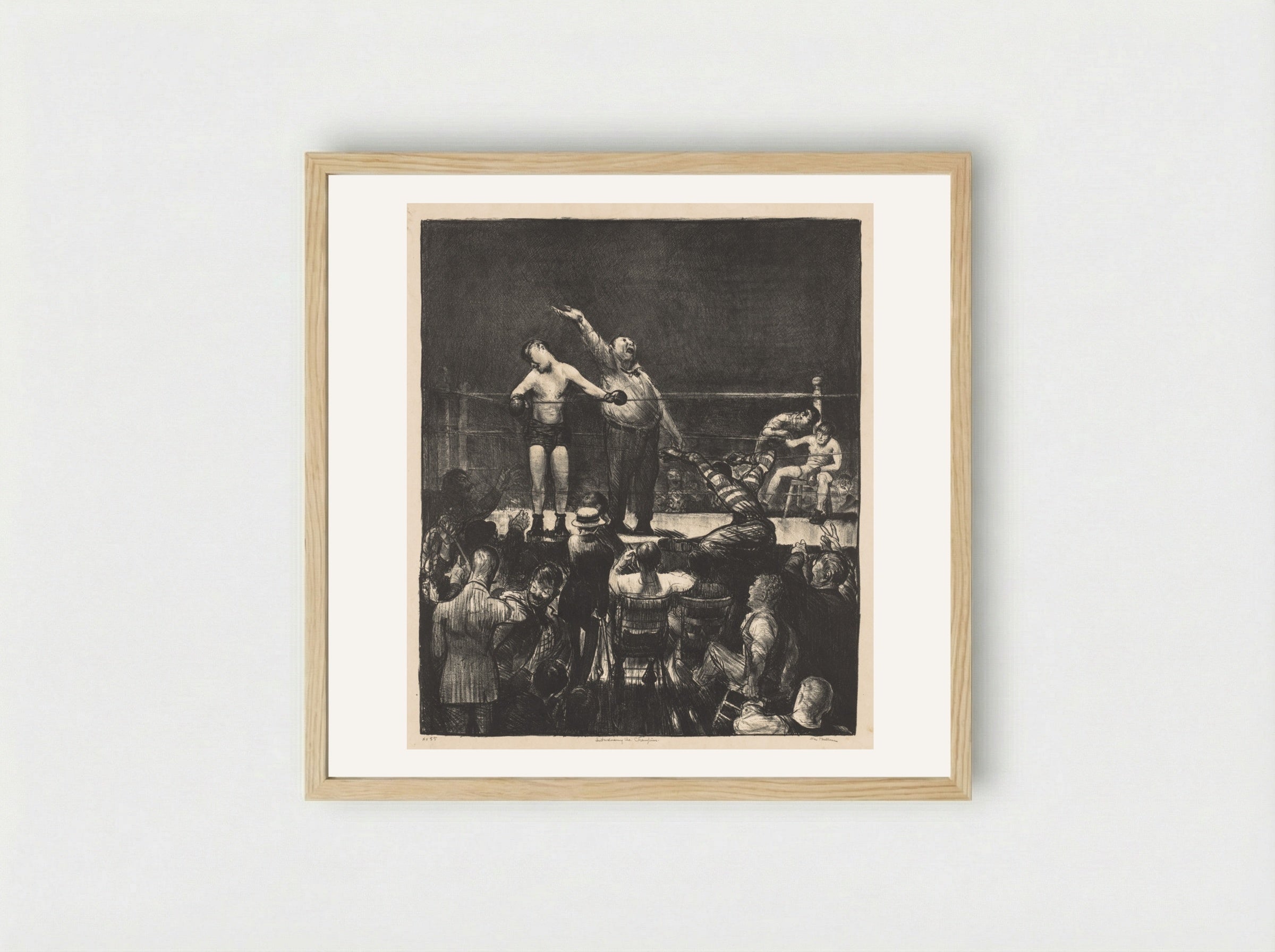 Introducing the Champion - George Bellows - Framed Print Wood