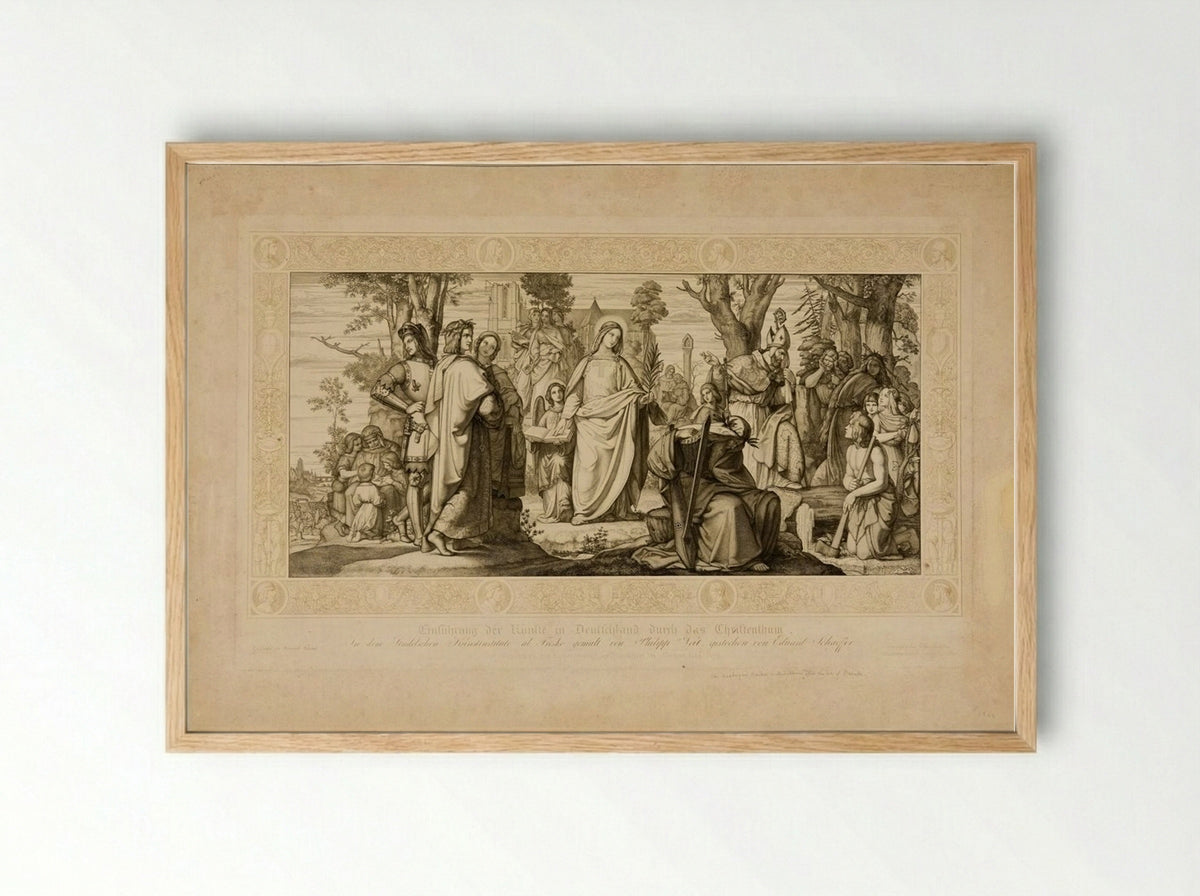 Introduction of the Fine Arts into Germany through Christianity - Eugen Eduard Schäffer - Framed Print Wood