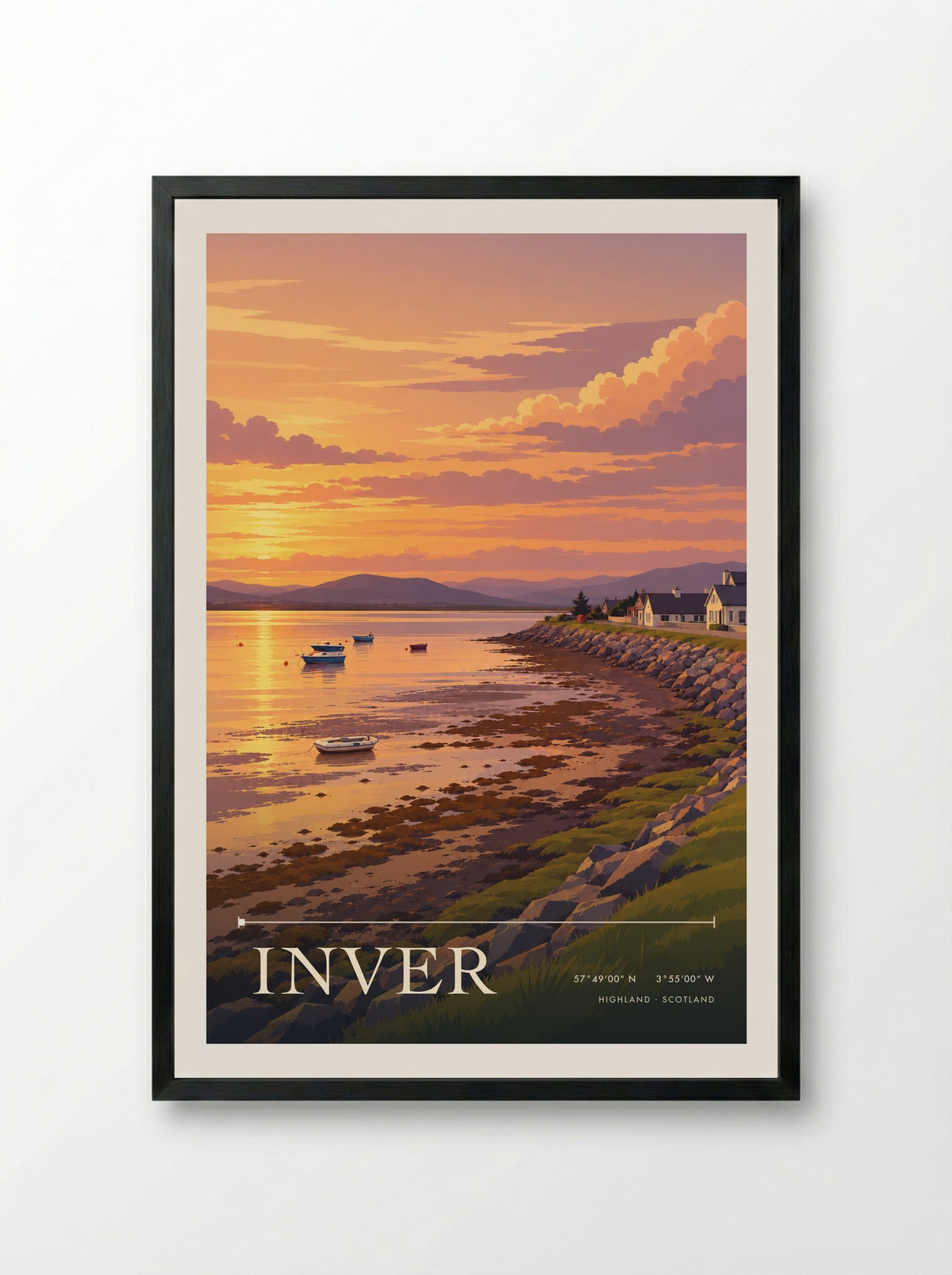 Inver, Highland | Travel Poster - Framed Print Black