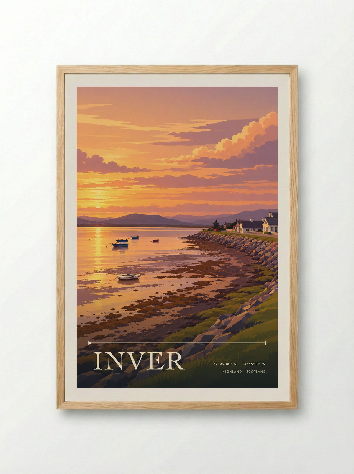 Inver, Highland | Travel Poster - Framed Print Wood