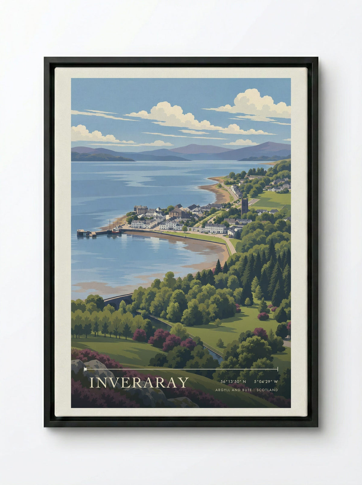 Inveraray, Argyll and Bute | Travel Poster - Framed Canvas Black