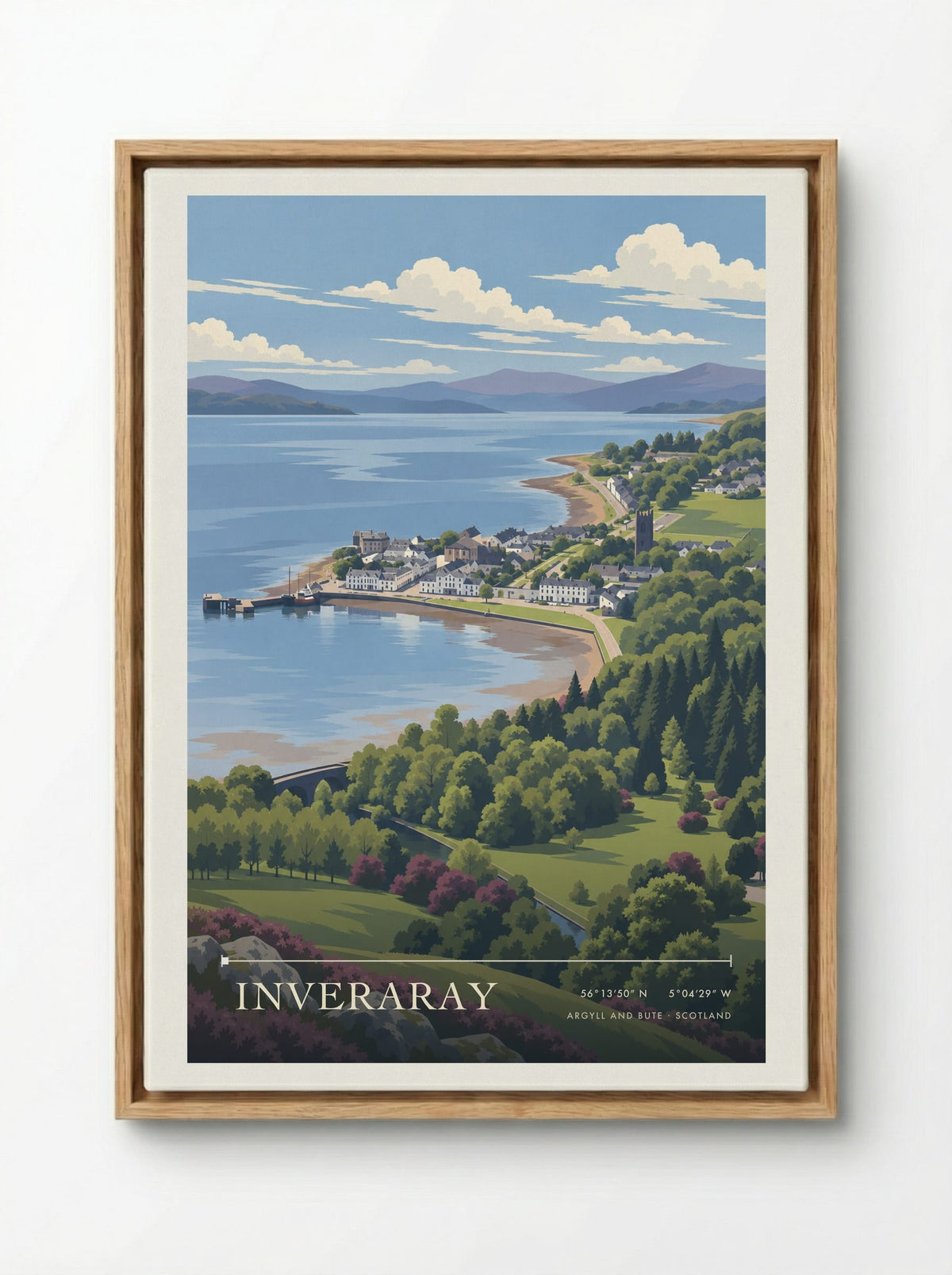 Inveraray, Argyll and Bute | Travel Poster - Framed Canvas Wood