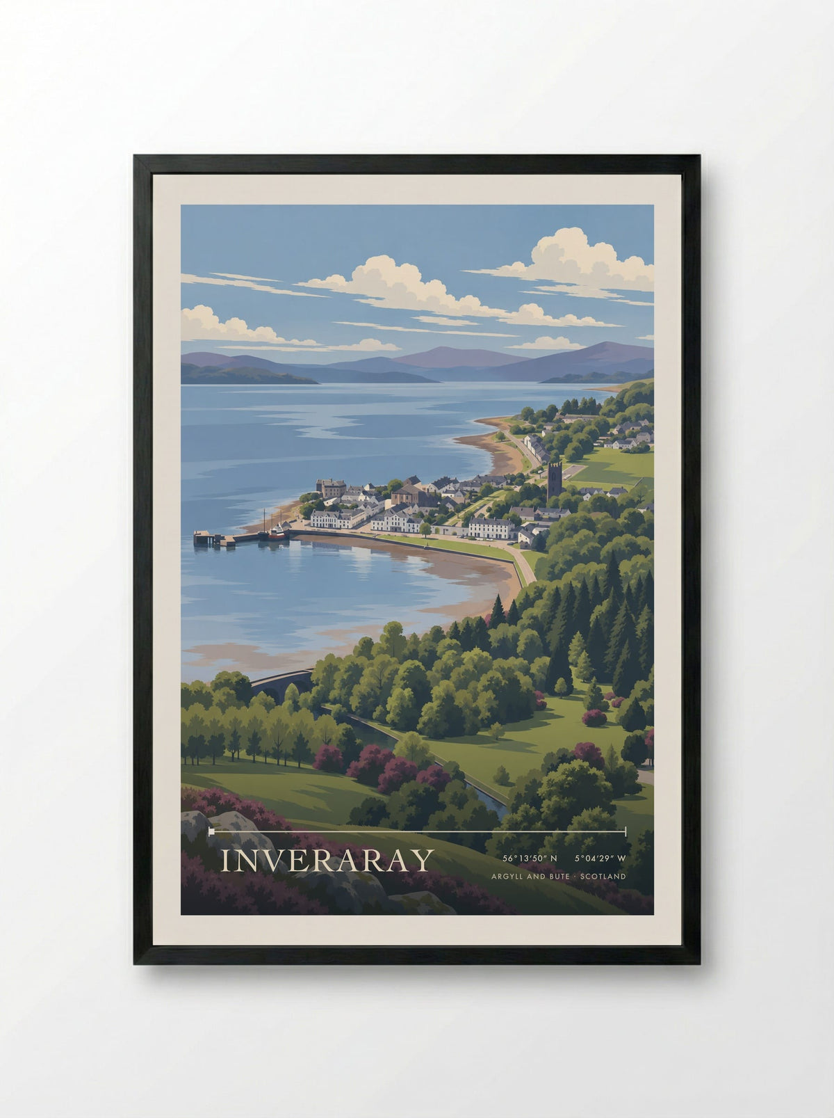 Inveraray, Argyll and Bute | Travel Poster - Framed Print Black