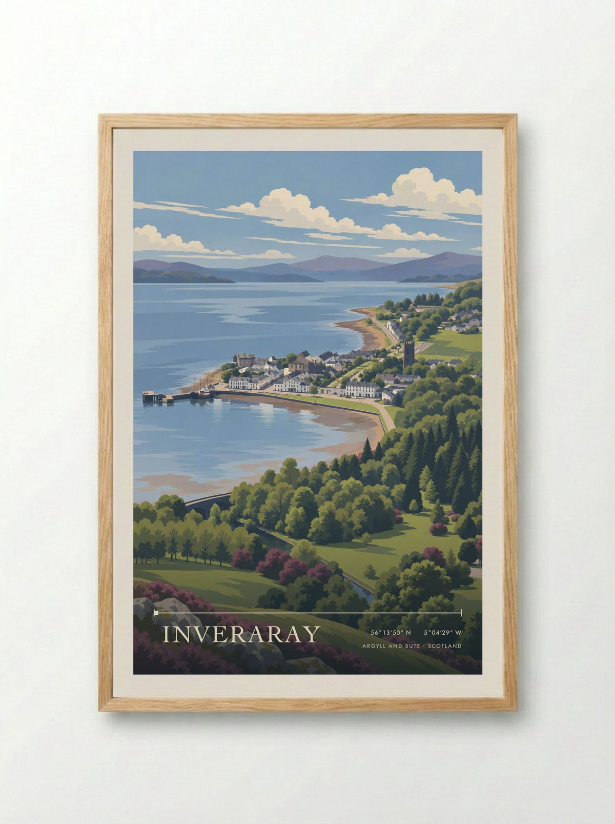 Inveraray, Argyll and Bute | Travel Poster - Framed Print Wood