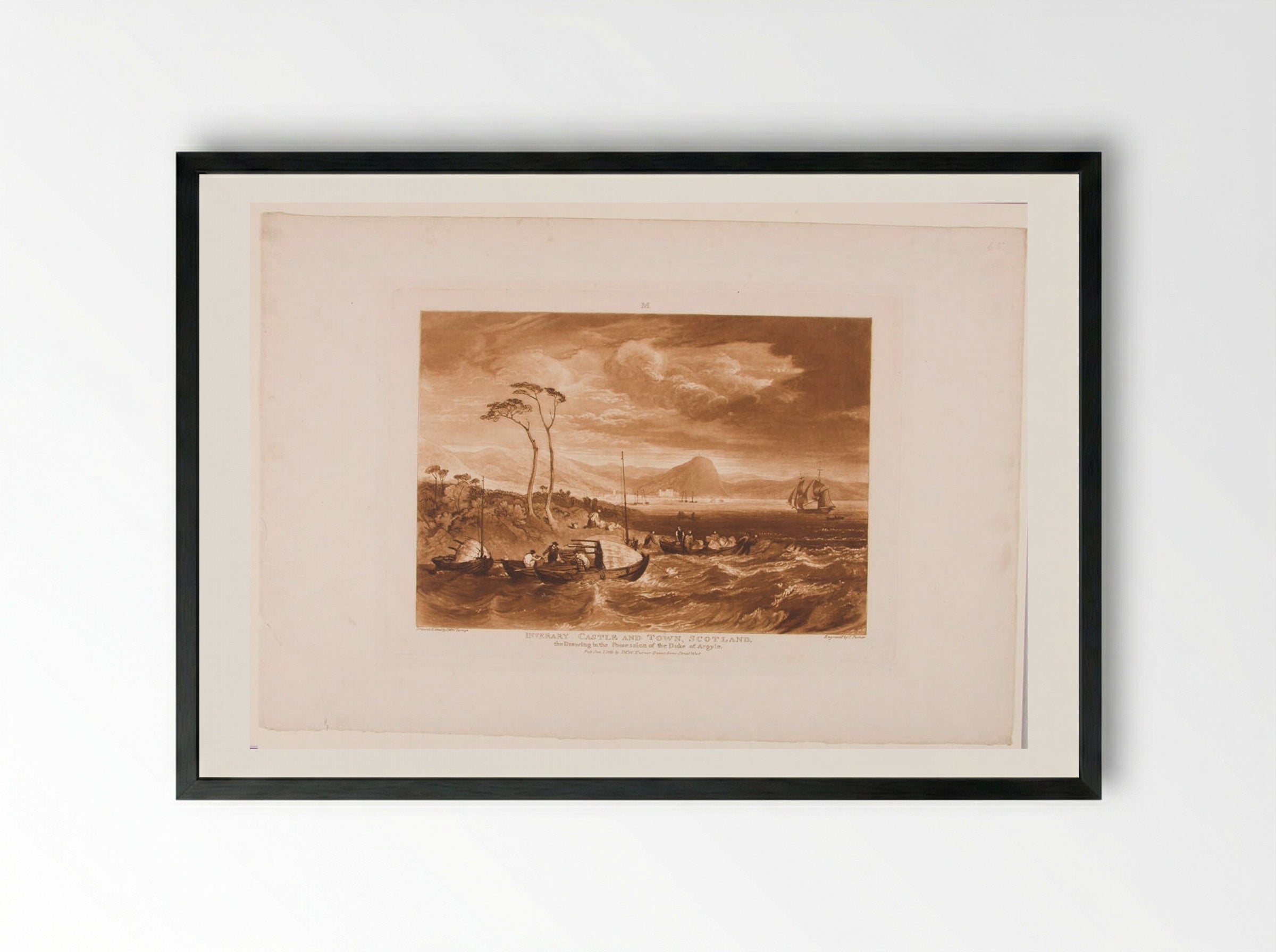 Inverary Castle and Town, Scotland - Charles Turner - Framed Print Black