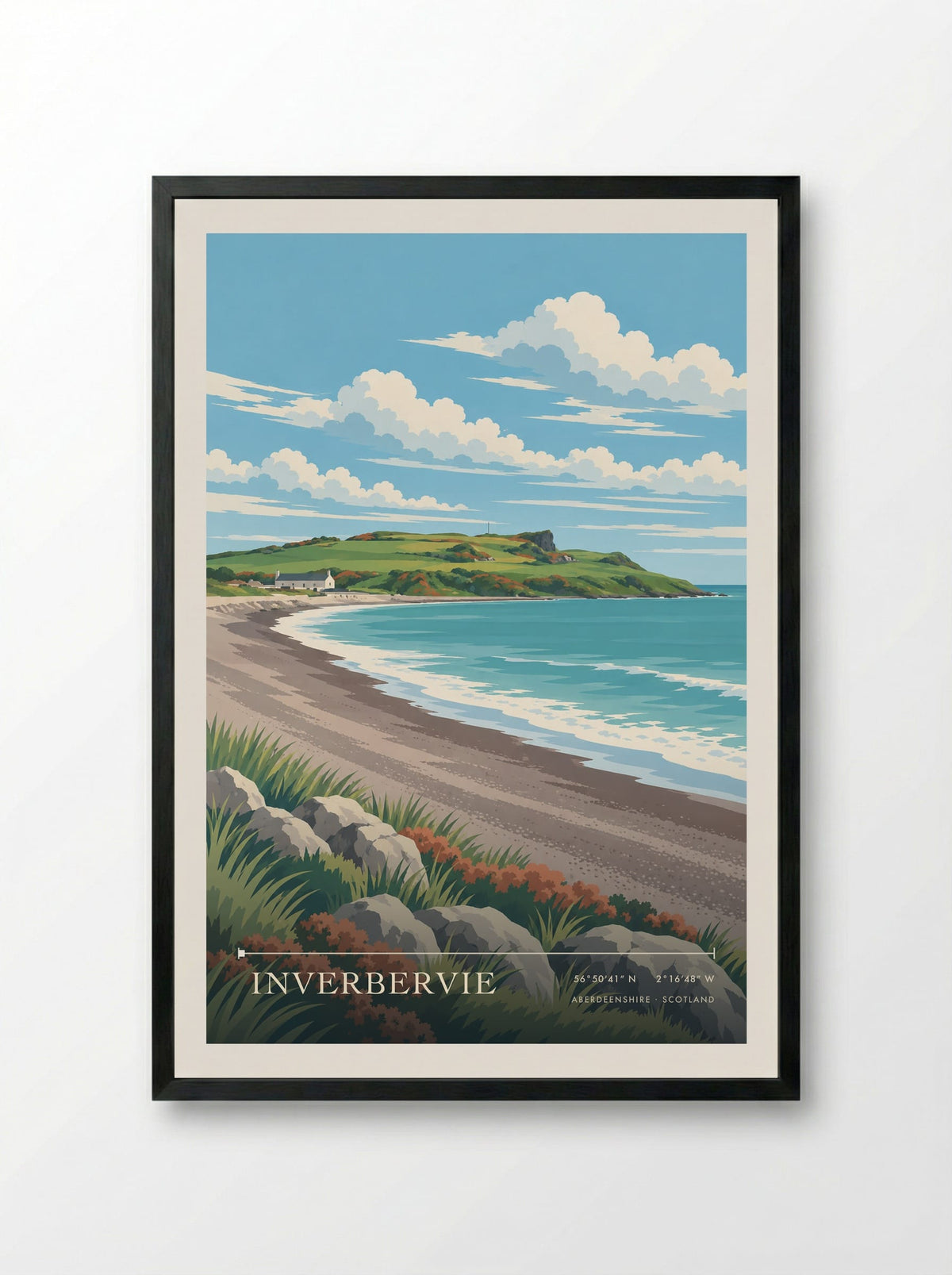 Inverbervie, Aberdeenshire | Travel Poster - Framed Print Black