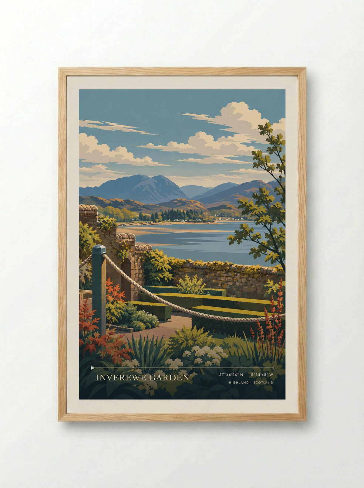 Inverewe Garden, Highland | Travel Poster - Framed Print Wood