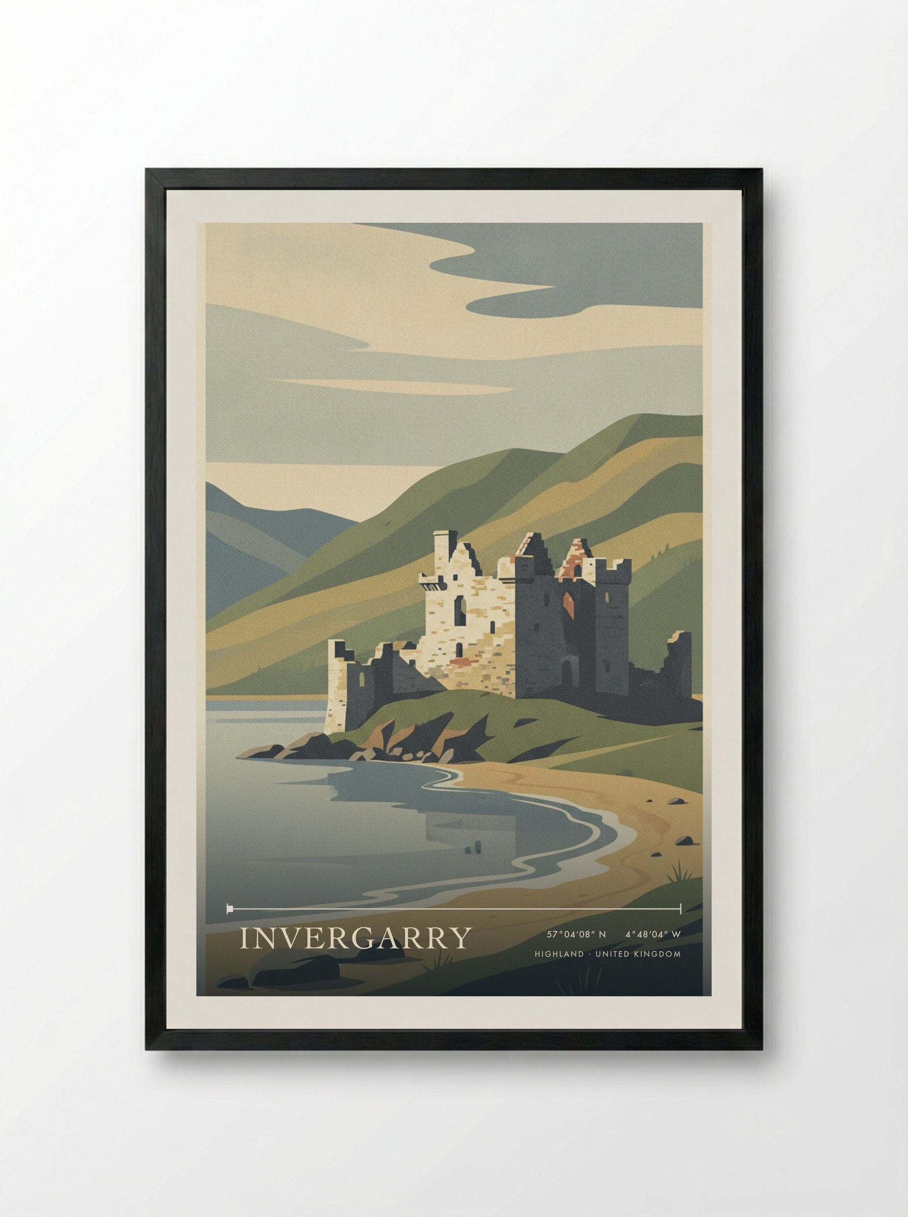 Invergarry Highland United Kingdom Travel Poster - Framed Print Black
