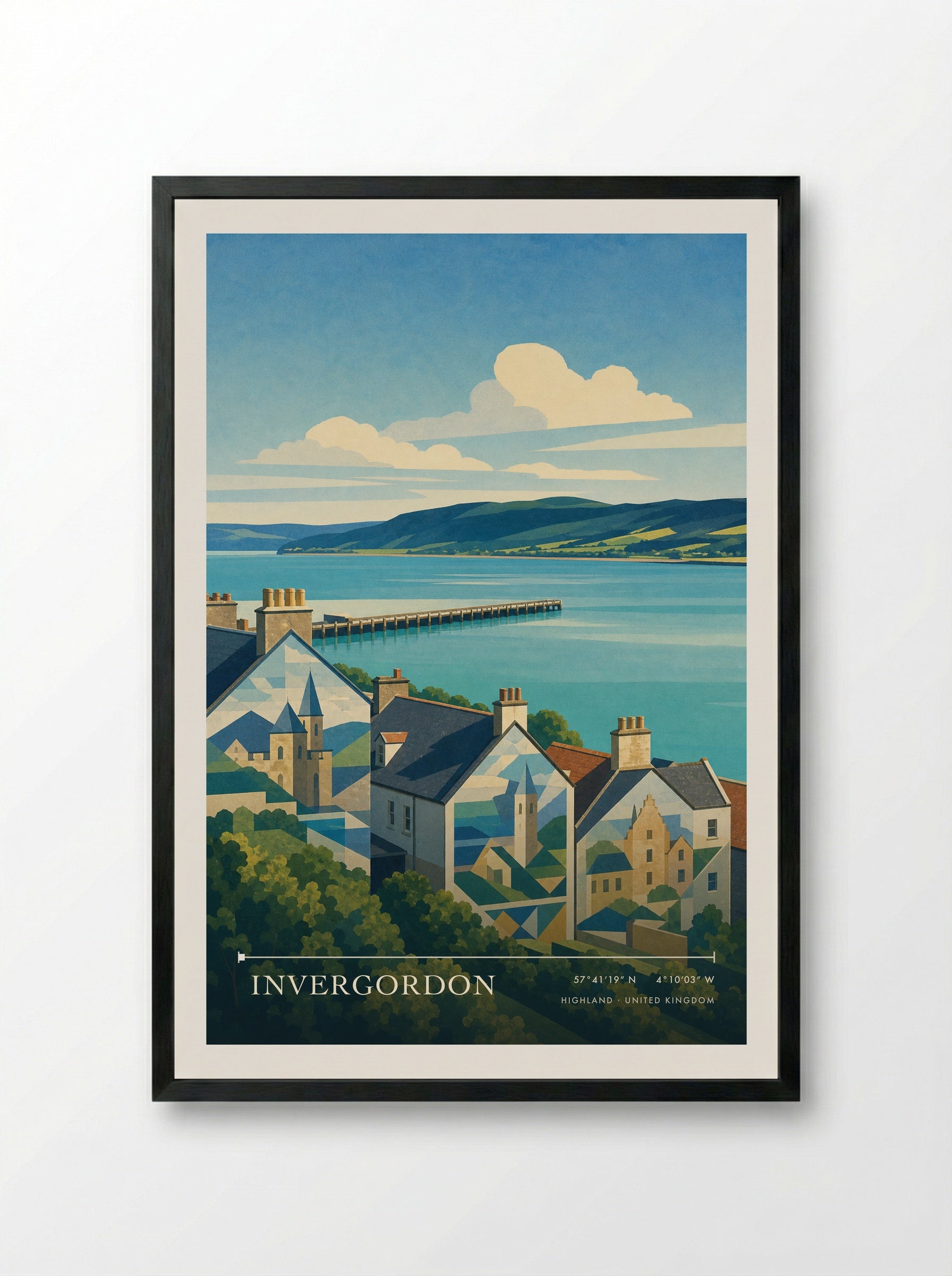 Invergordon Highland United Kingdom Travel Poster - Framed Print Black