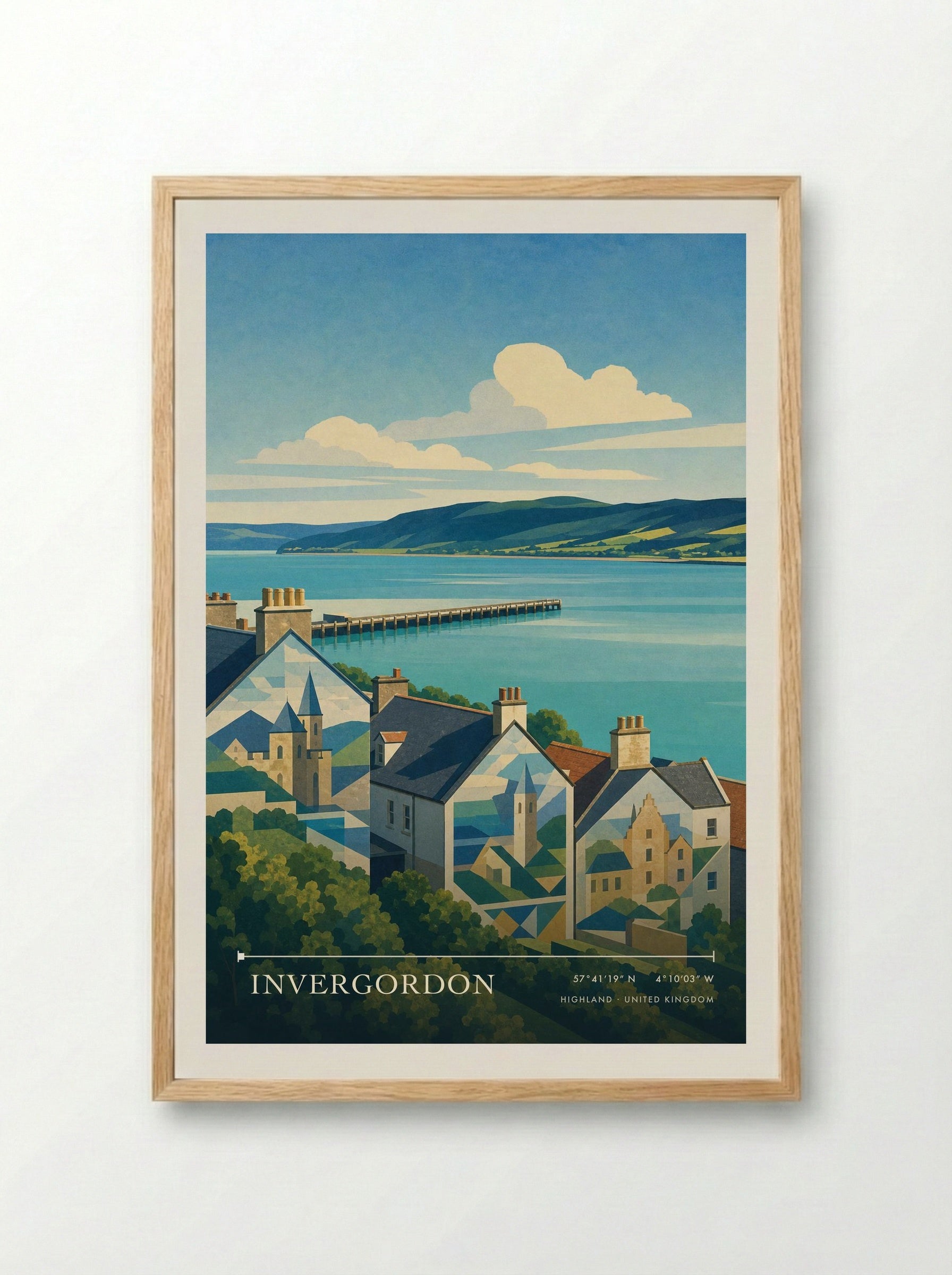Invergordon Highland United Kingdom Travel Poster - Framed Print Wood
