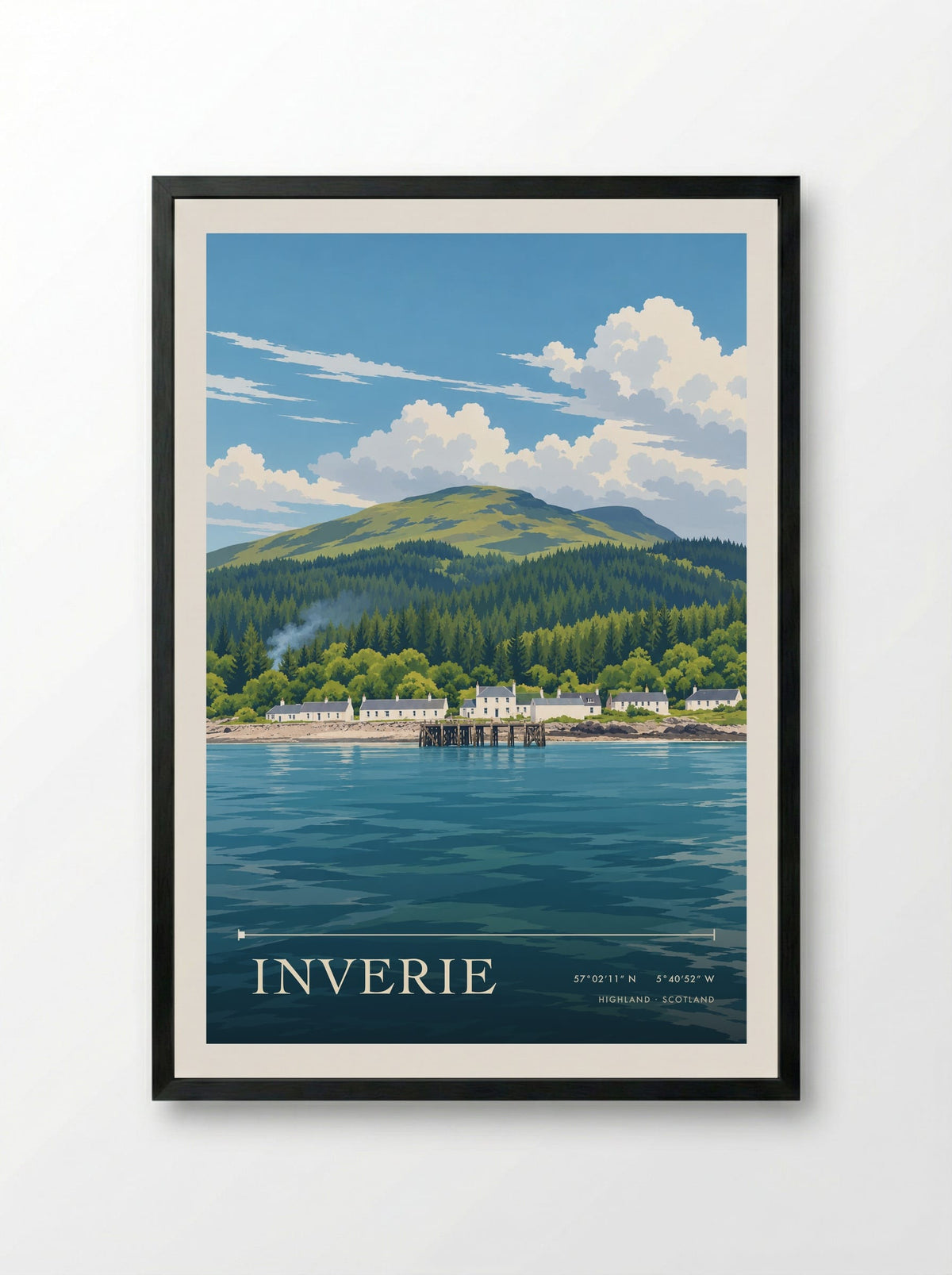 Inverie, Highland | Travel Poster - Framed Print Black