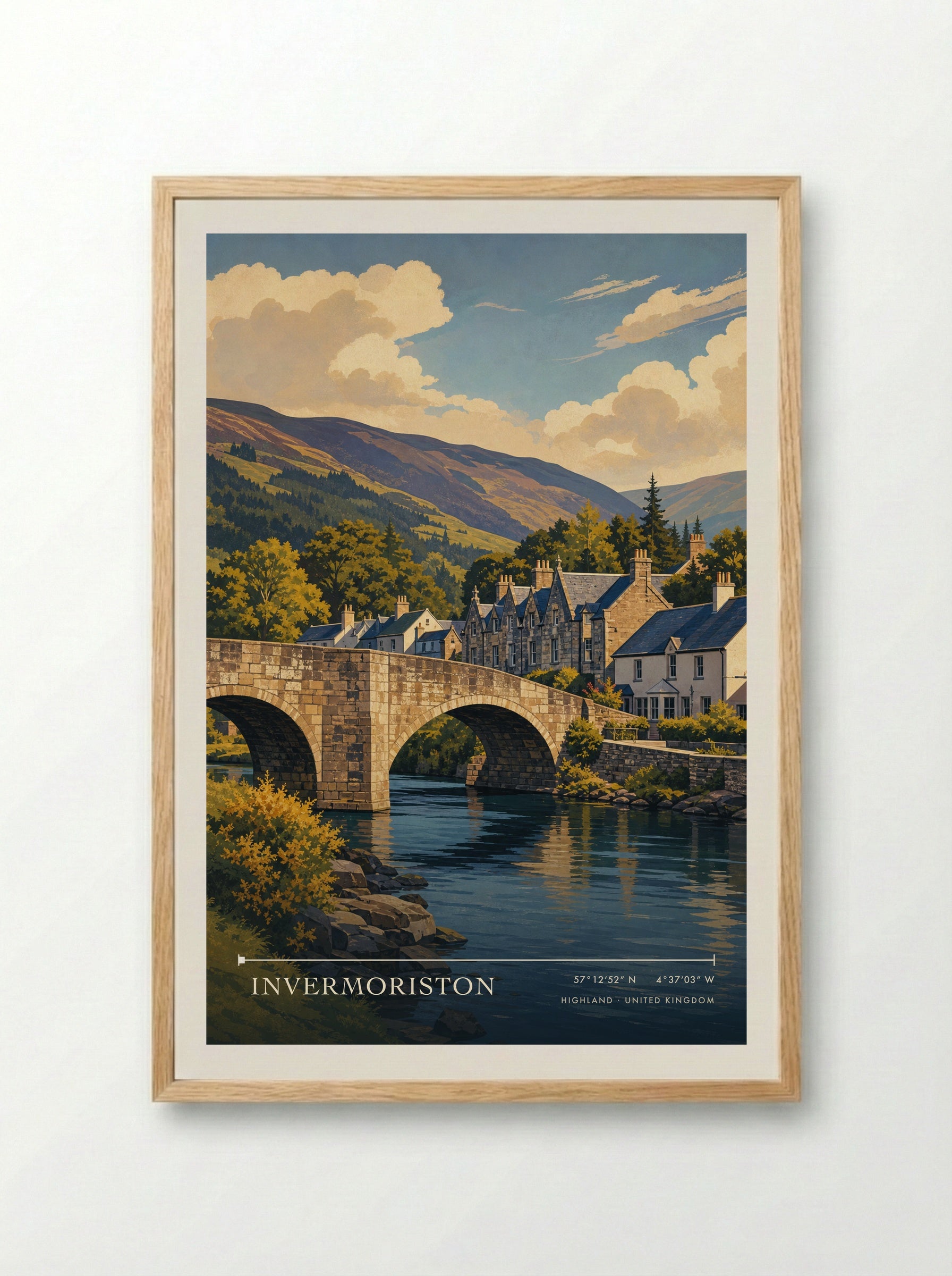Invermoriston Highland United Kingdom Travel Poster - Framed Print Wood